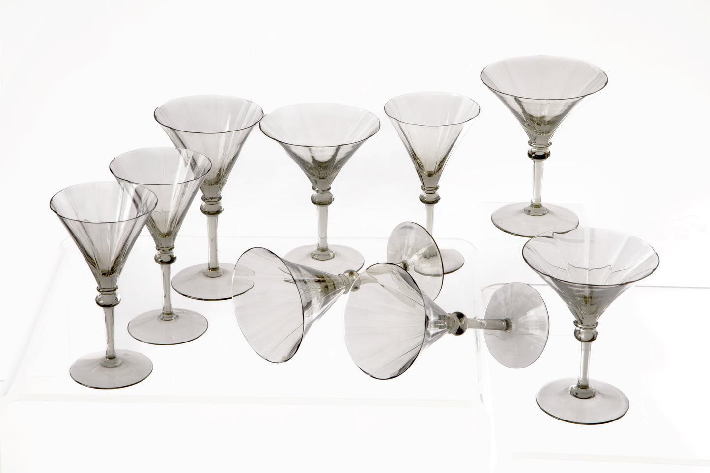 Smoked glass goblet set from the 1930s