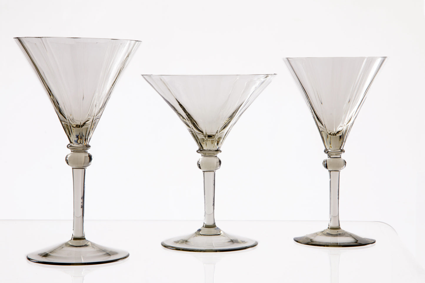 Smoked glass goblet set from the 1930s