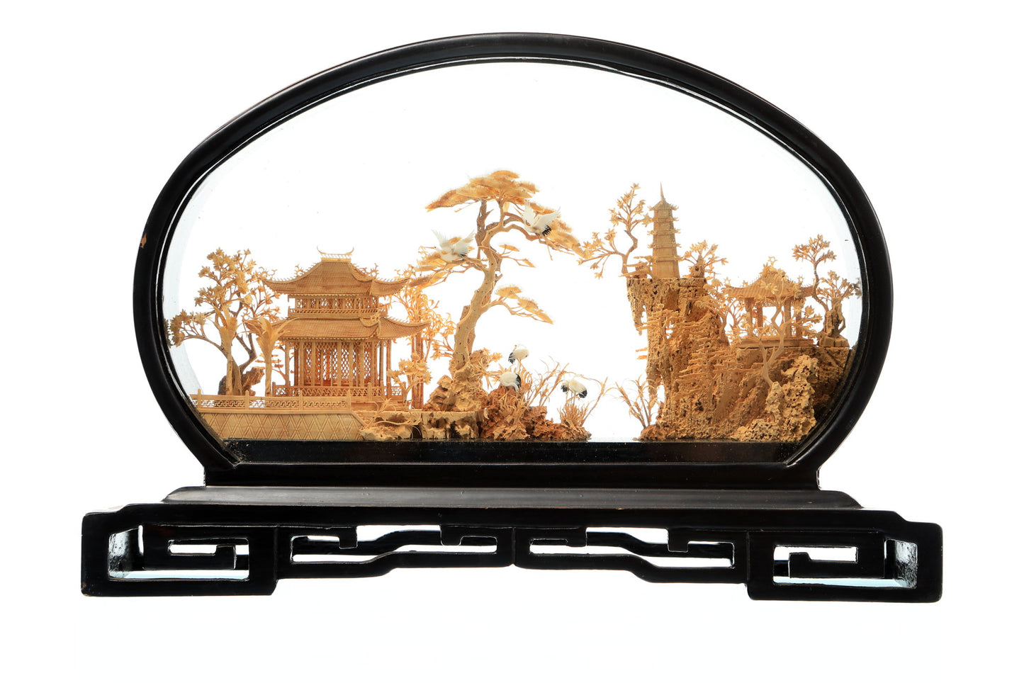 Oriental landscape display case in cork
