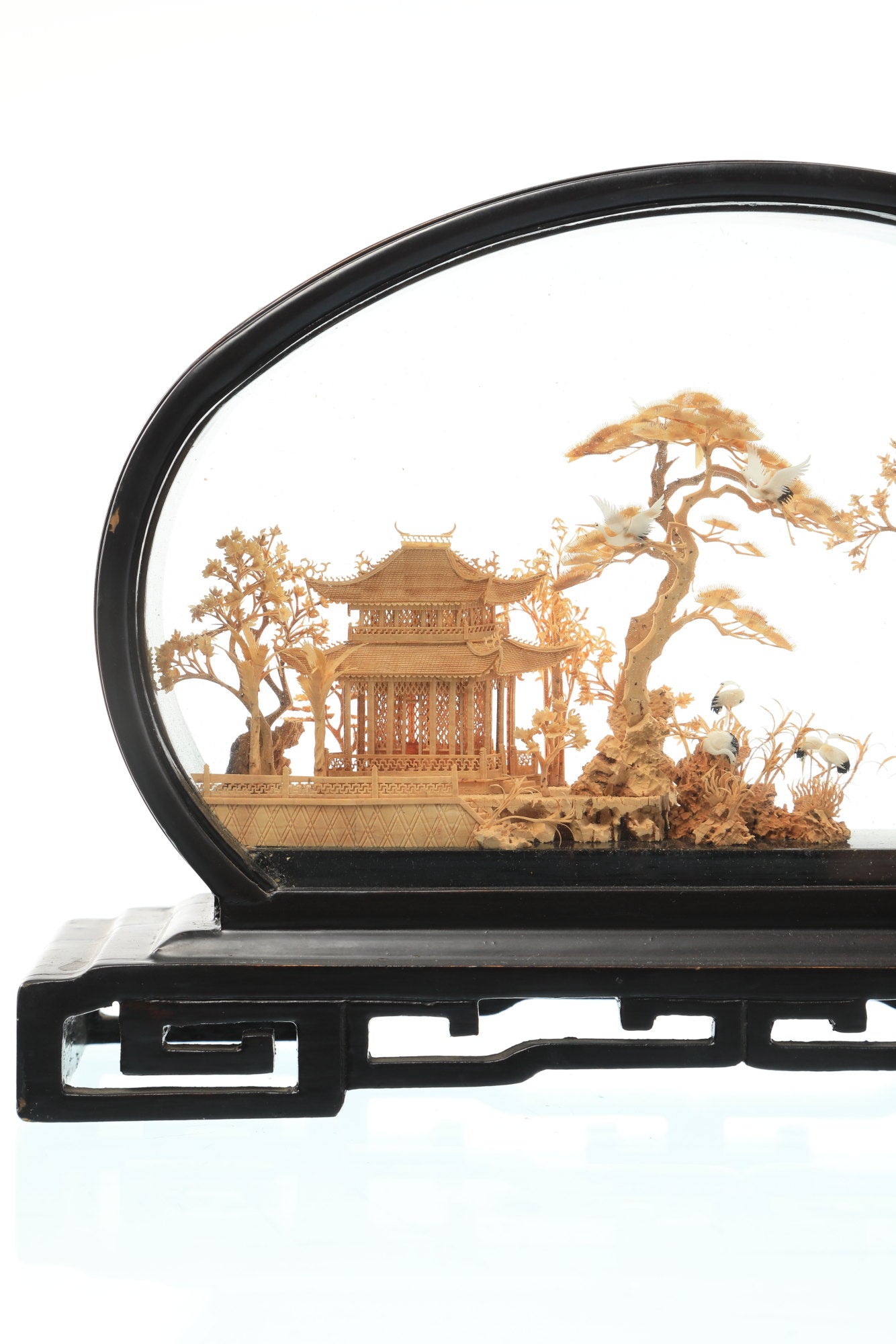 Oriental landscape display case in cork