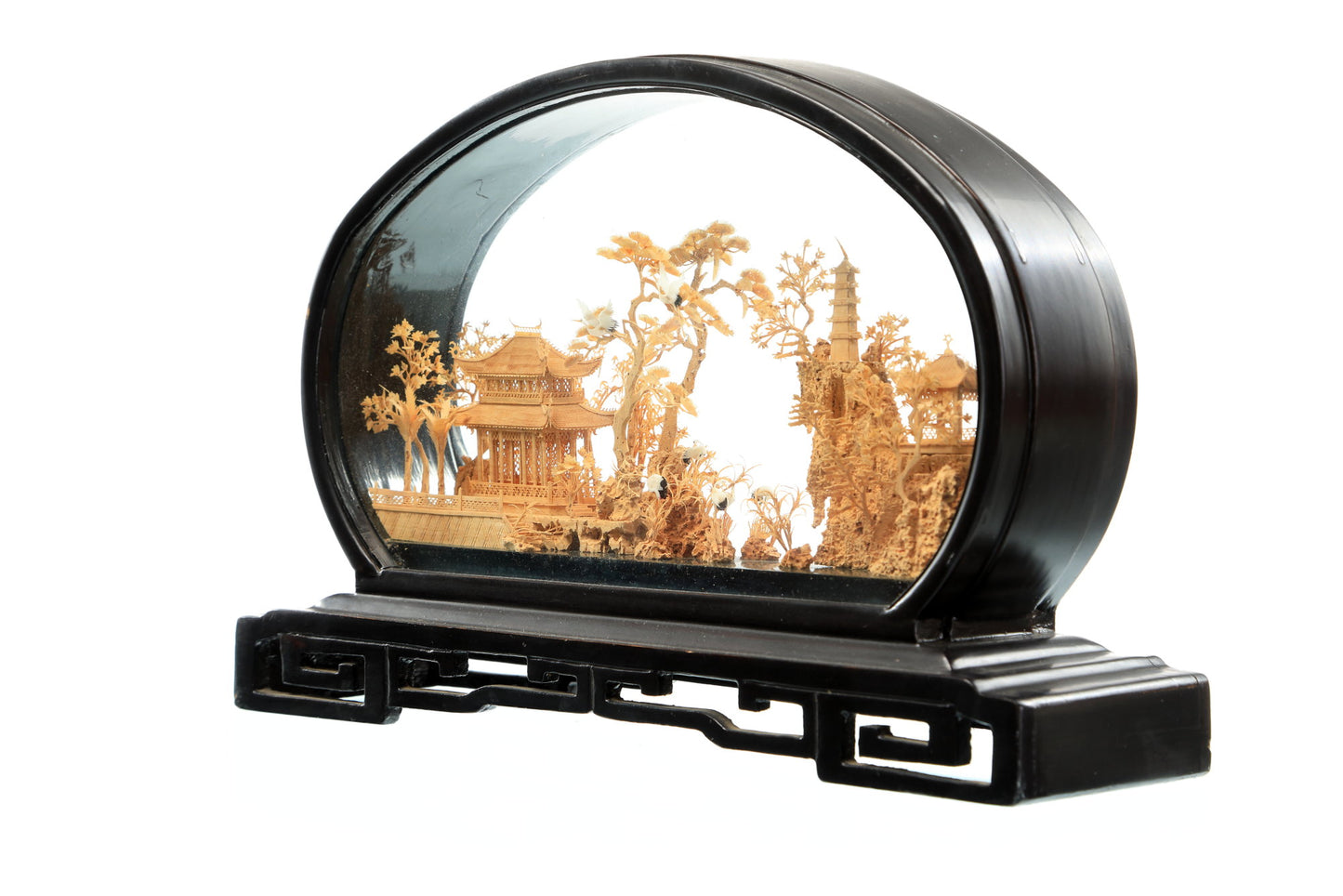 Oriental landscape display case in cork