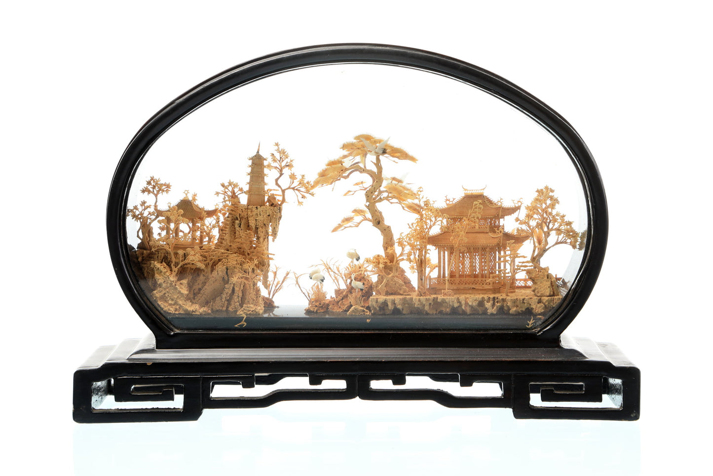 Oriental landscape display case in cork