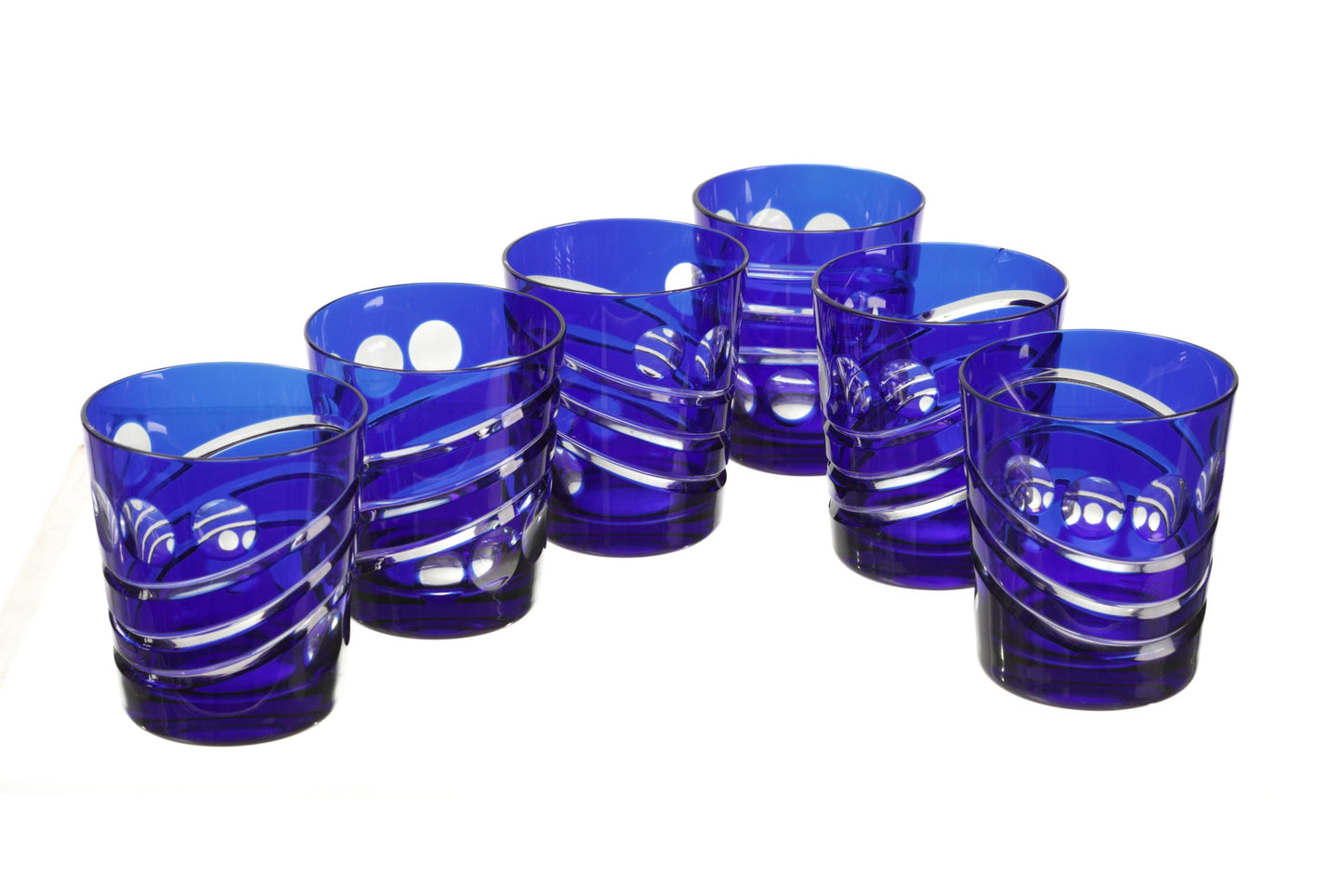 Set of 6 glasses in blue Bohemia crystal