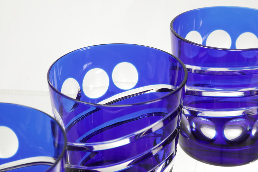 Set of 6 glasses in blue Bohemia crystal