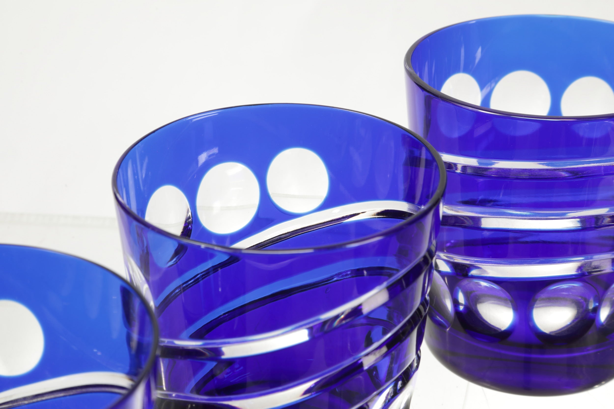 Set of 6 glasses in blue Bohemia crystal
