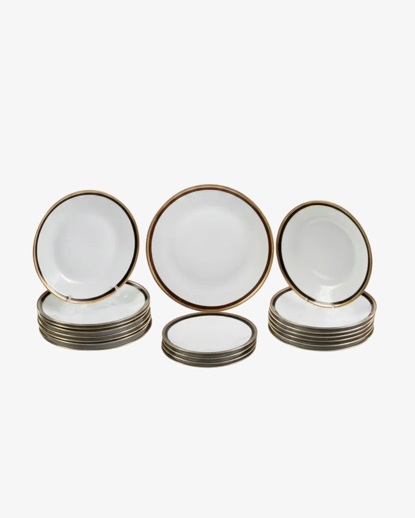 Ginori dinner set with black and gold edge