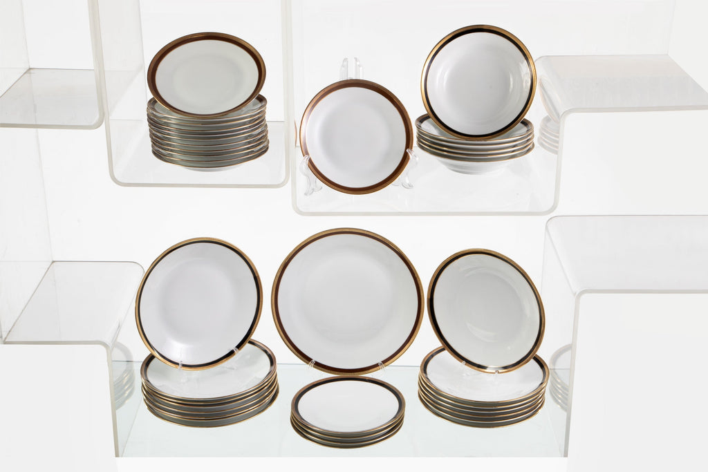 Ginori dinner set with black and gold edge