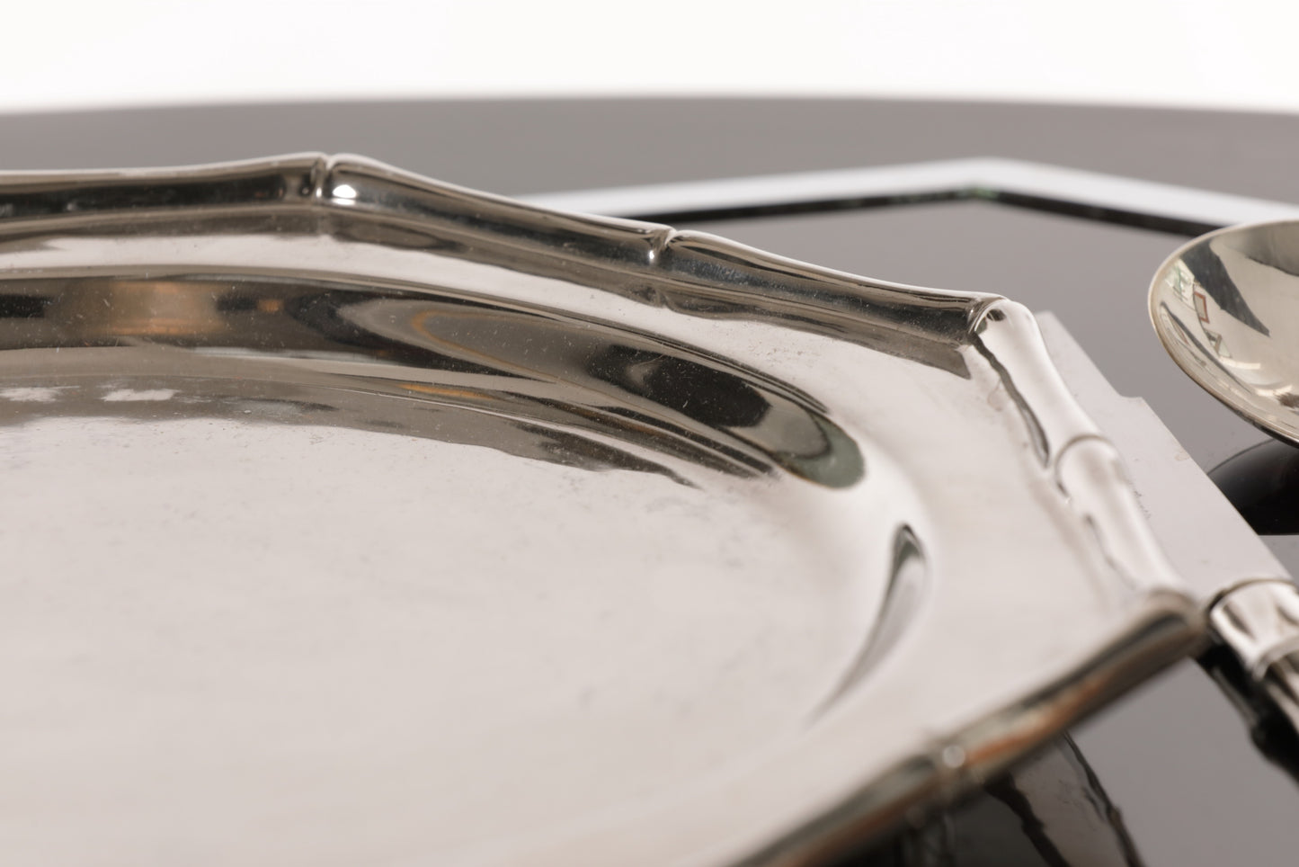 Six silver-plated Ferraro bamboo ceramic plates