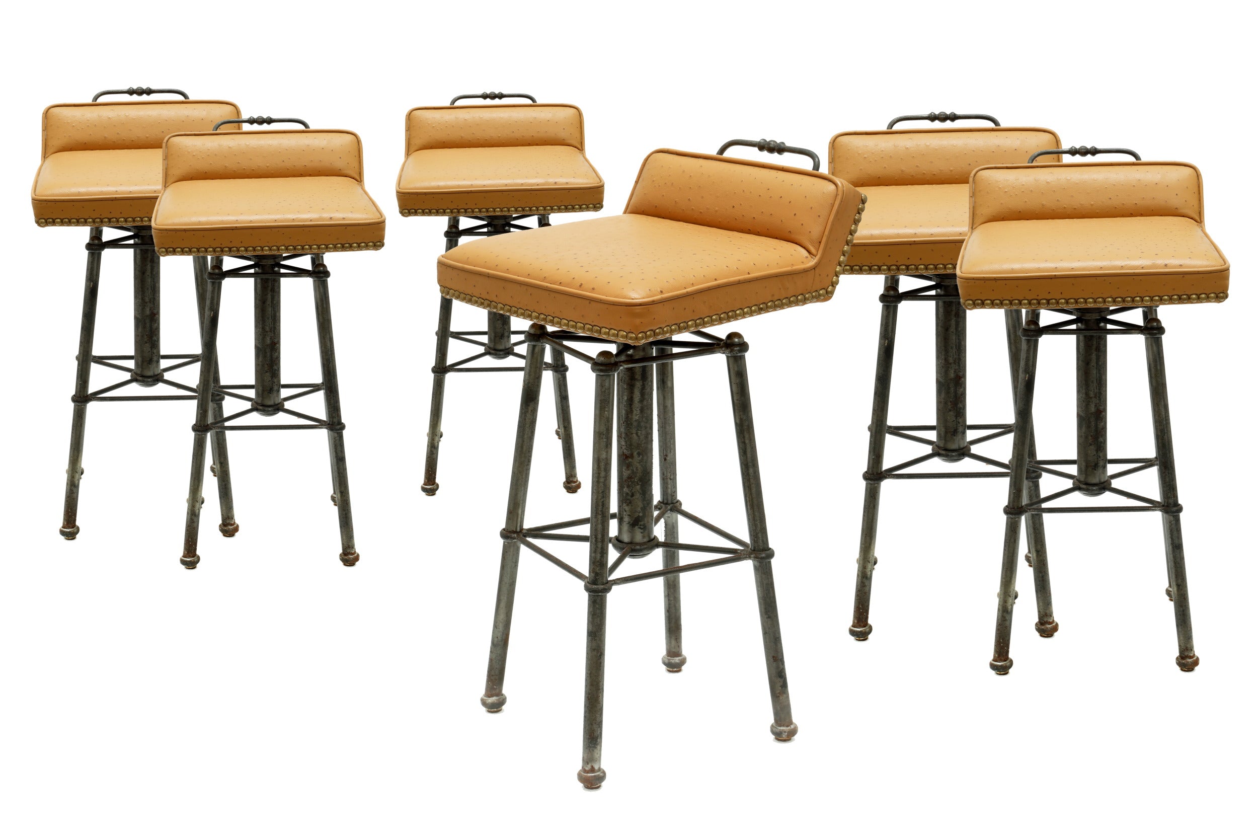 Six ostrich-like stools 