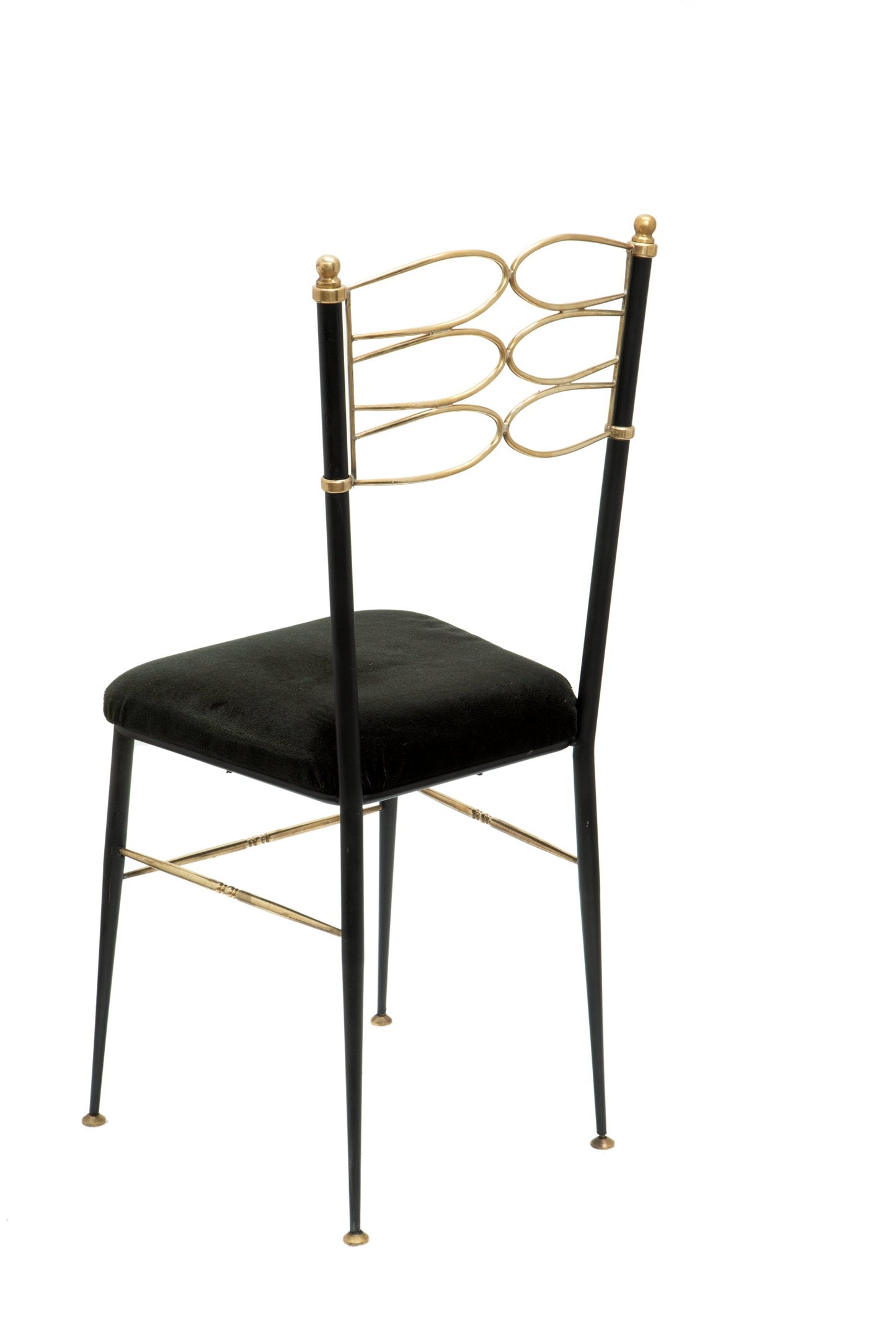 Four 1950s iron and brass chairs