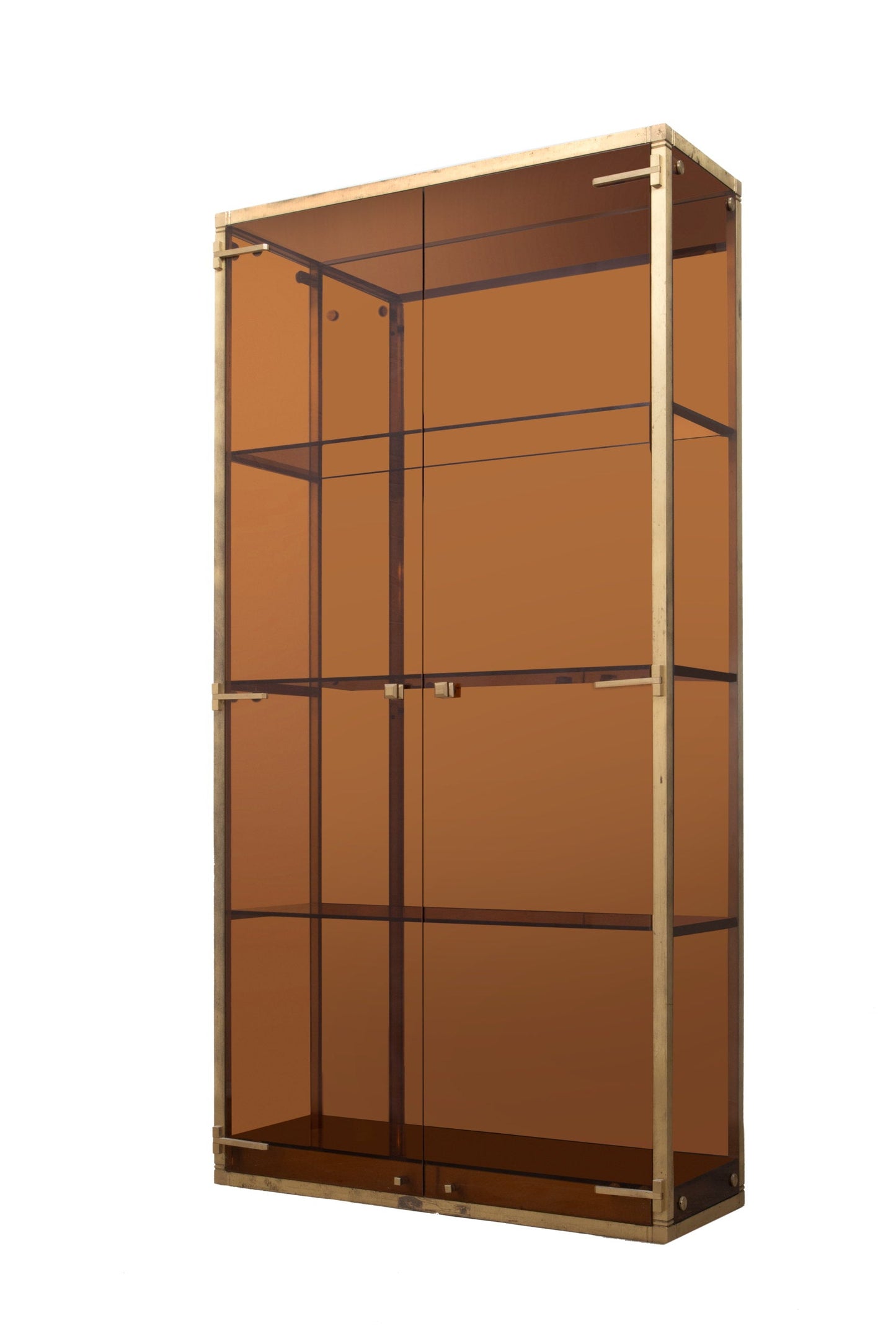 70s smoked bronzed display cabinet