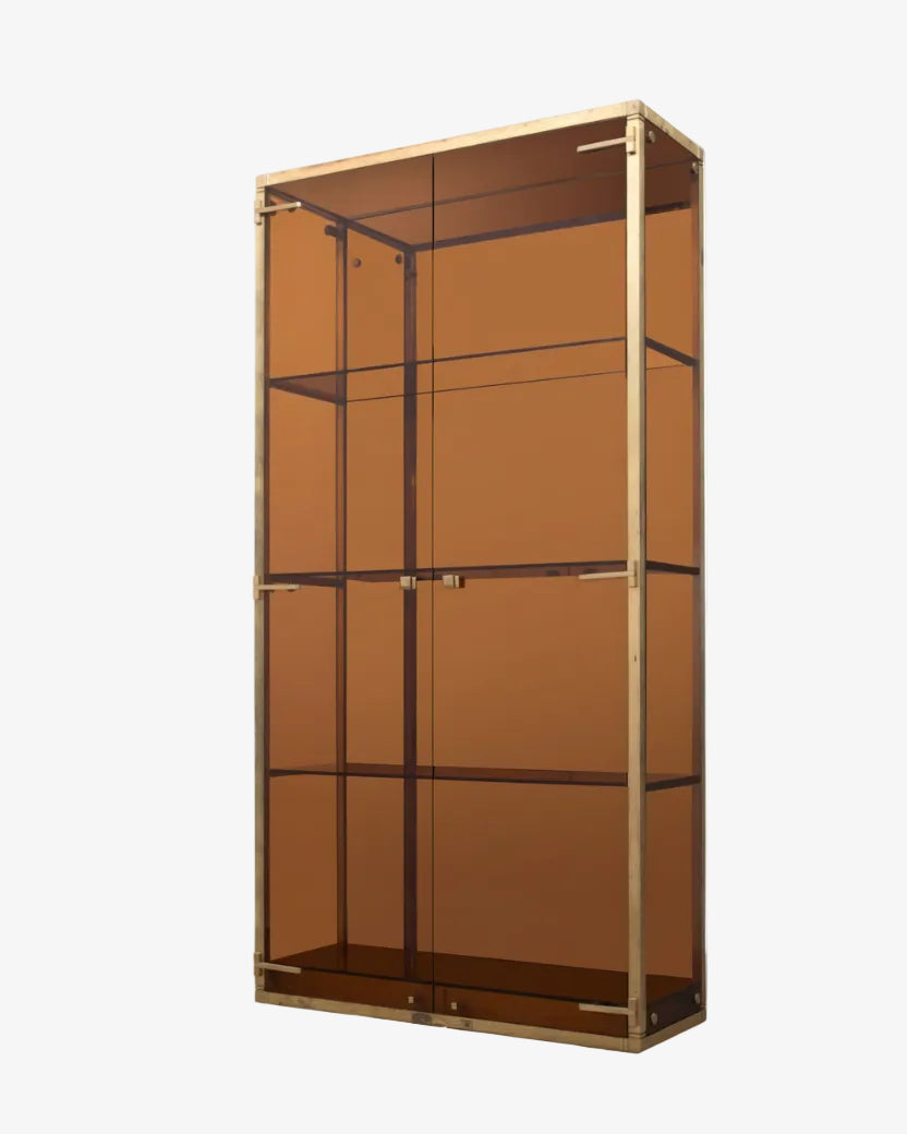 70s smoked bronzed display cabinet
