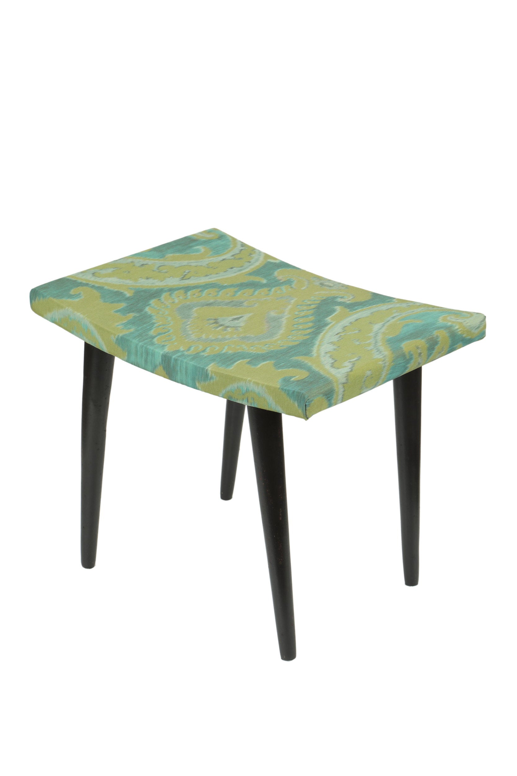 Pair of small 1960s damask fabric benches
