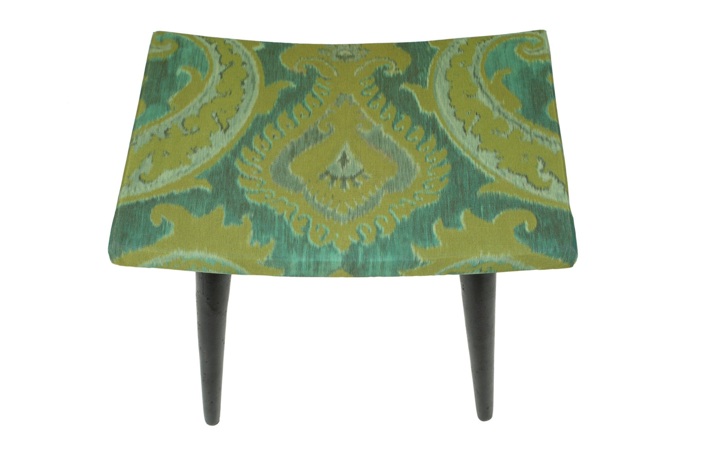 Pair of small 1960s damask fabric benches