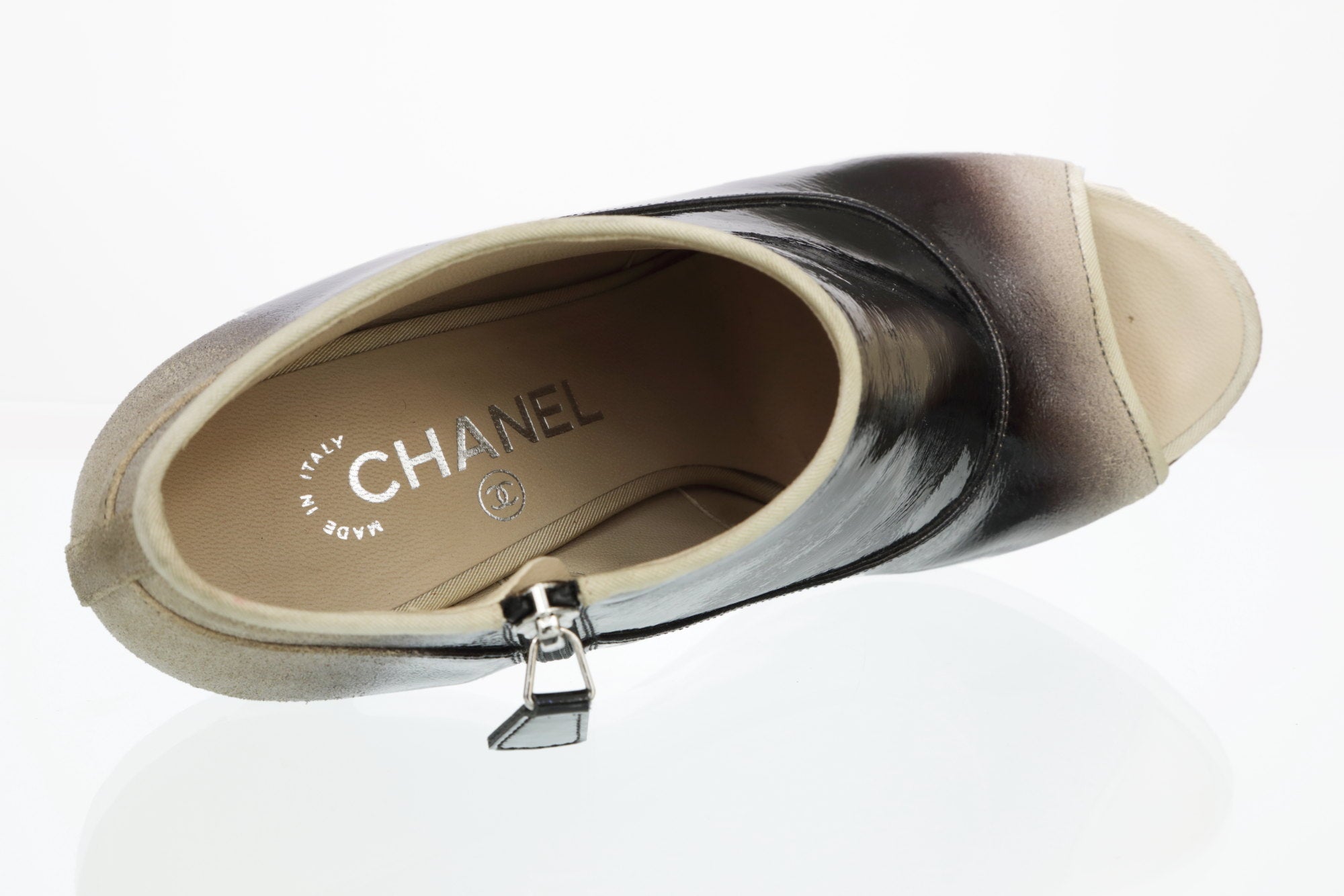 Ivory black Chanel ankle boot