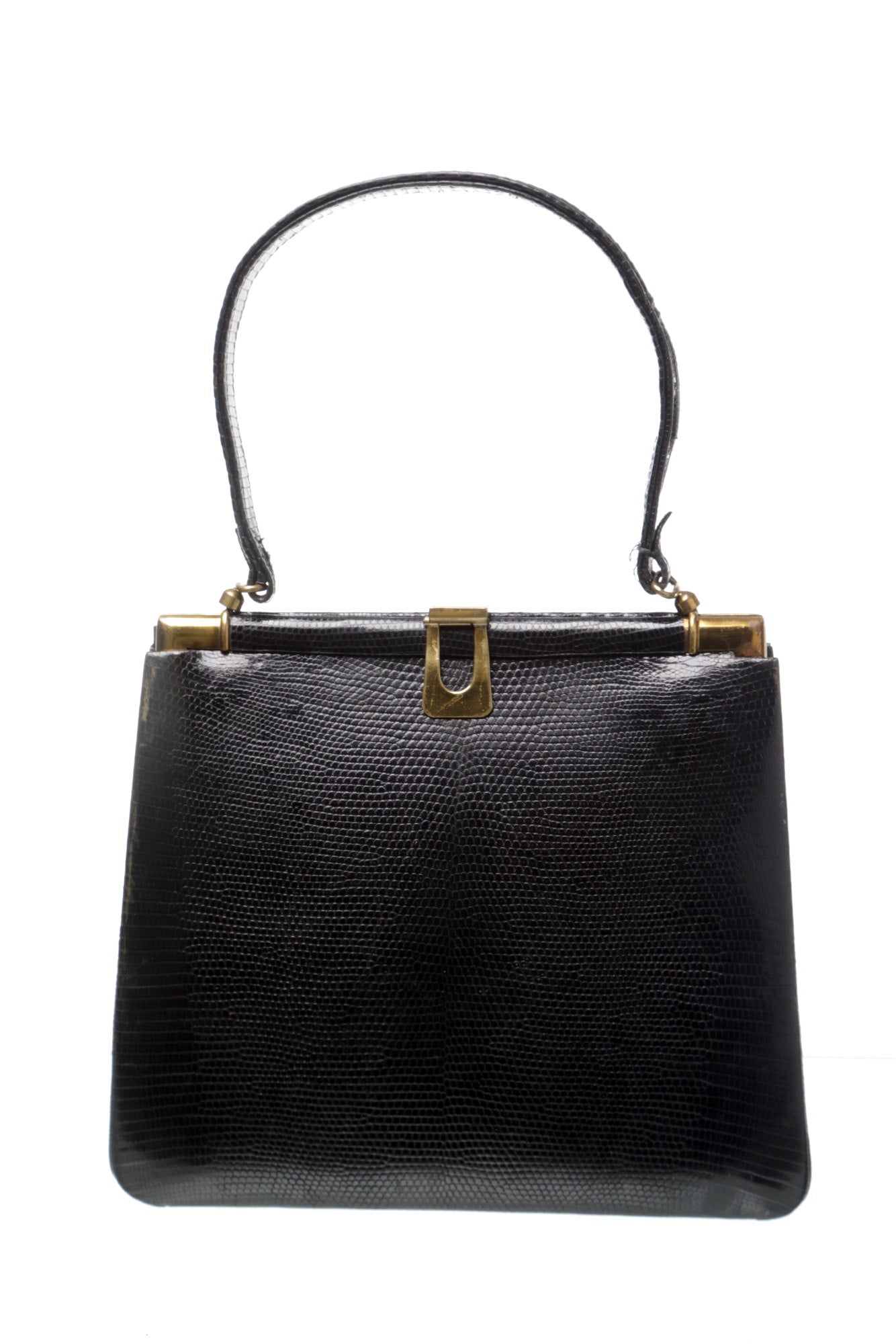 Black lizard handbag from the 60s