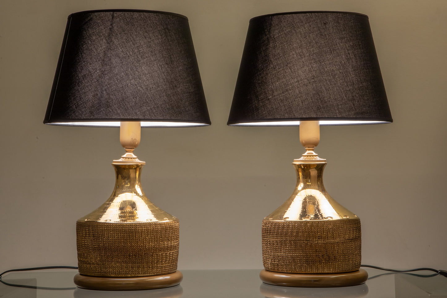 Pair of table lamps from the 70s in Florentine ceramic