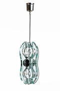 70s glass and steel pendant lamp
