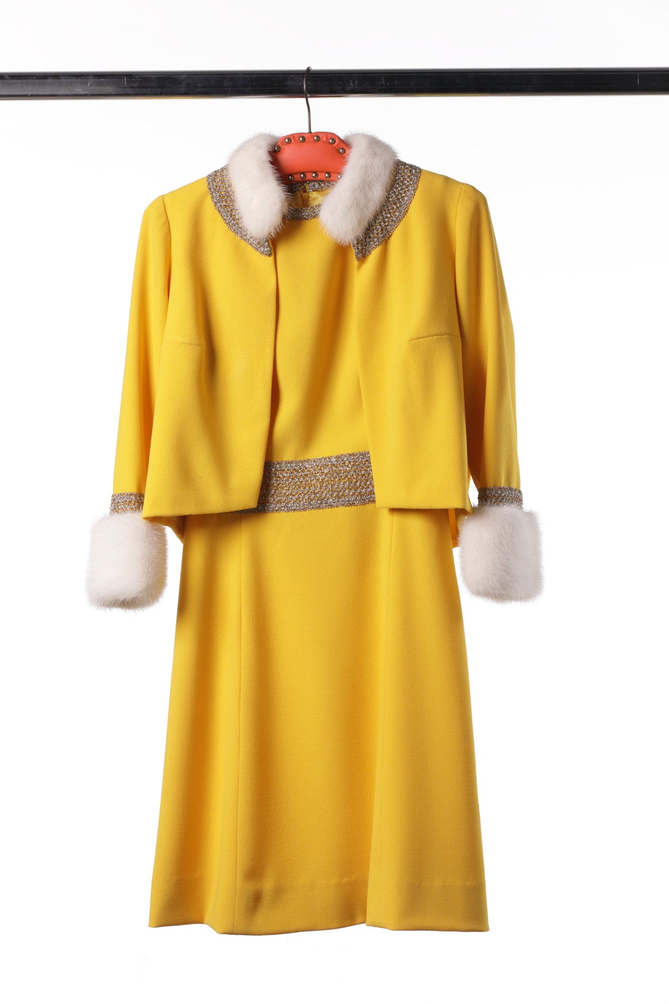 Sun yellow crepe evening dress