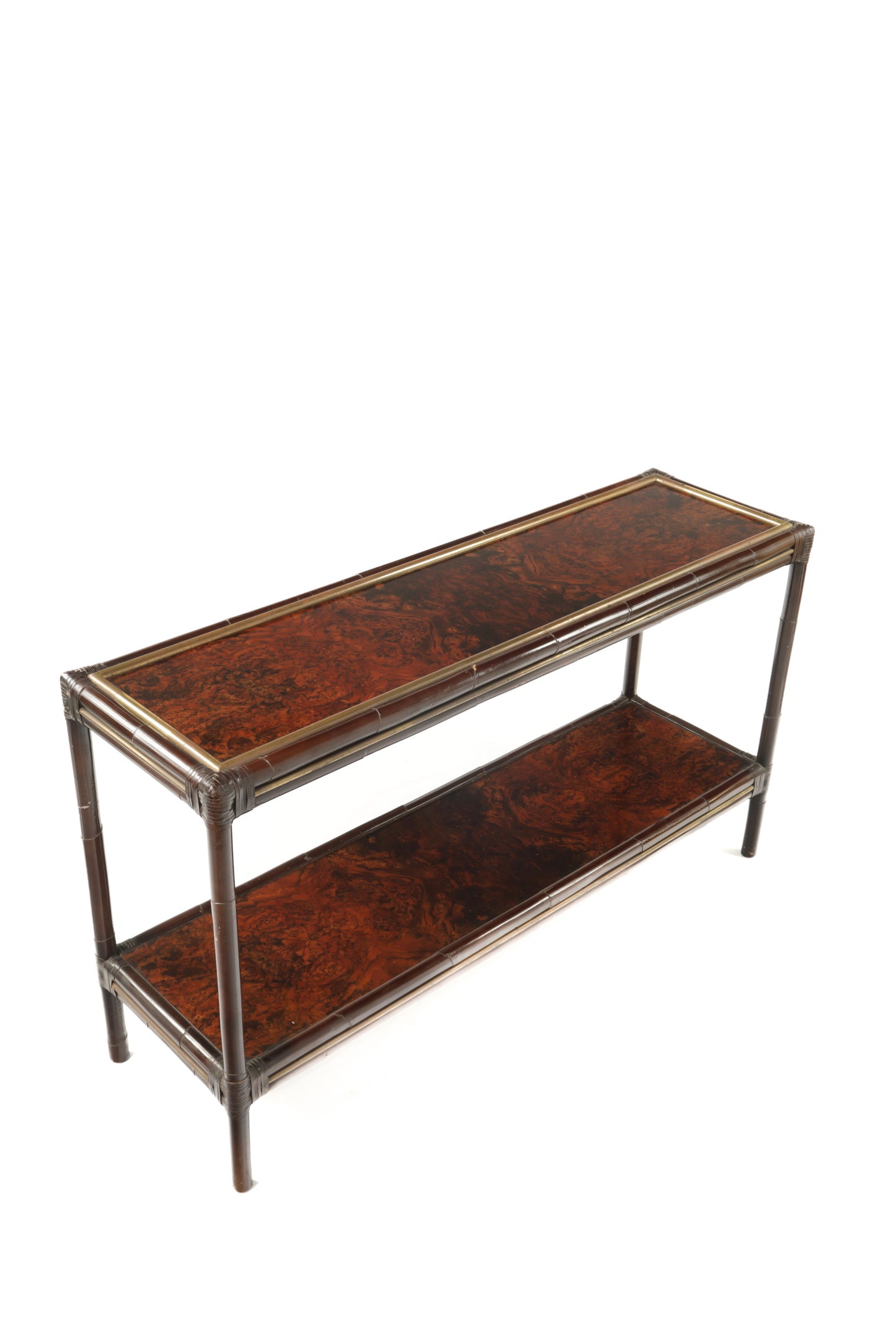 70s console bamboo, briar root and brass