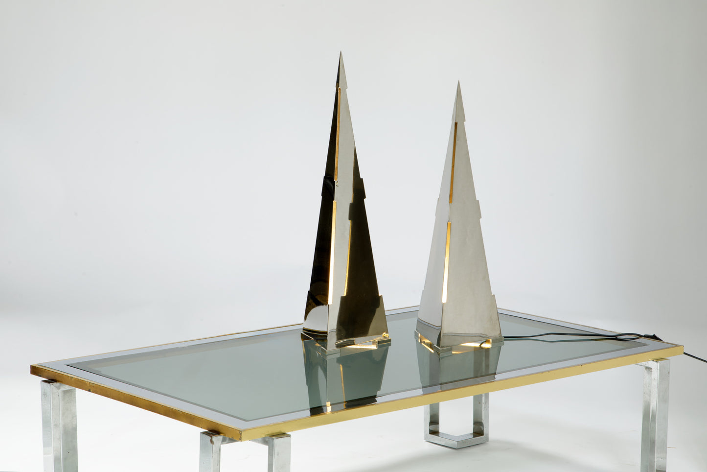 Pair of Gabriella Crespi pyramid lamps from the 80s