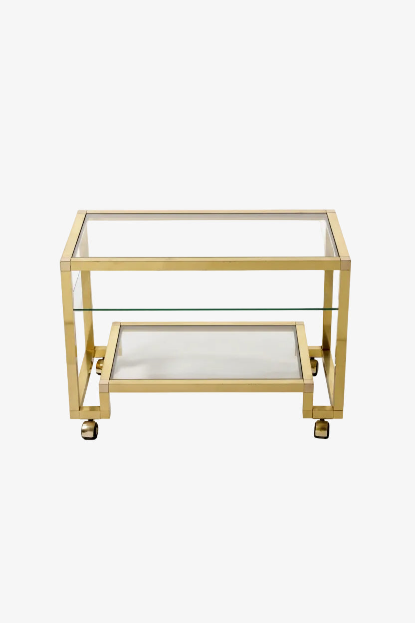 70's brass trolley with three shelves