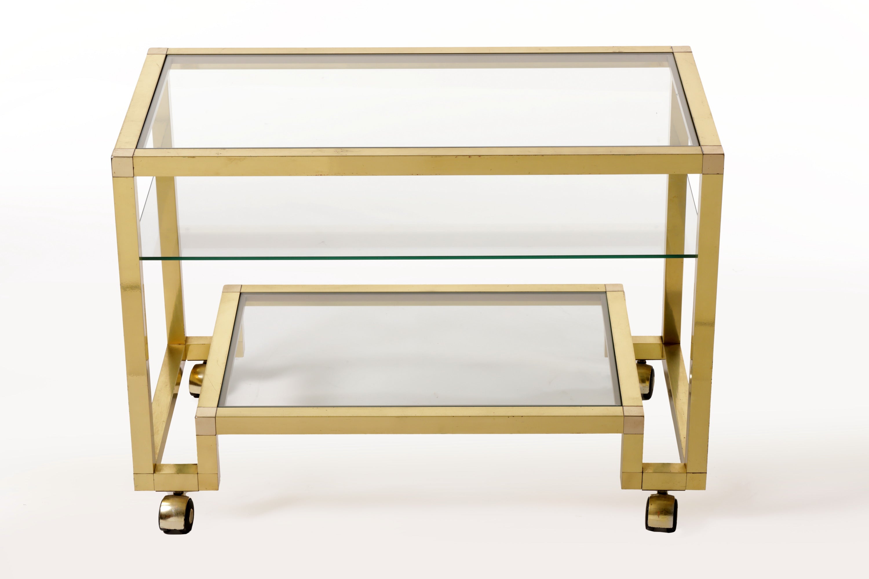 70's brass trolley with three shelves