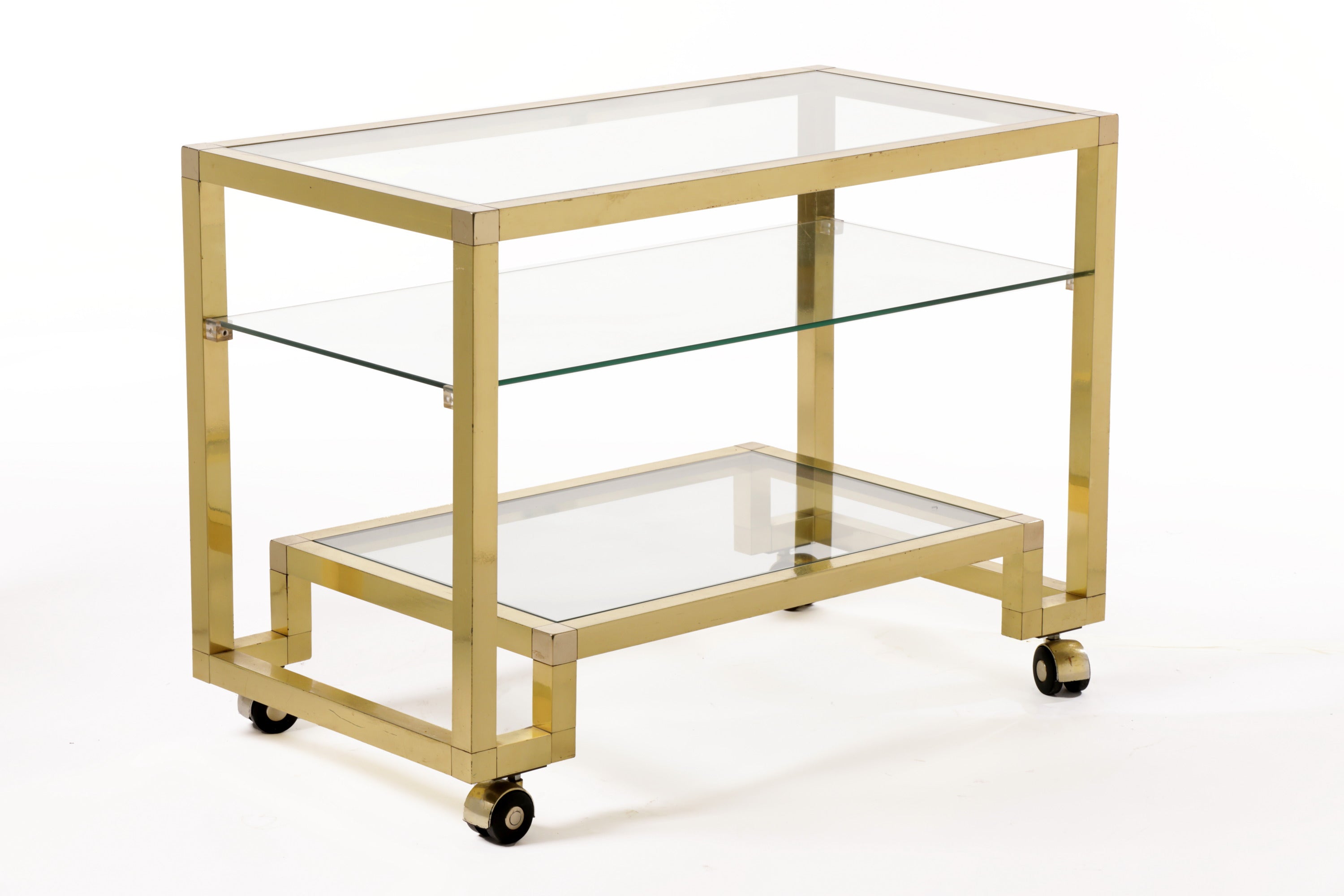 70's brass trolley with three shelves