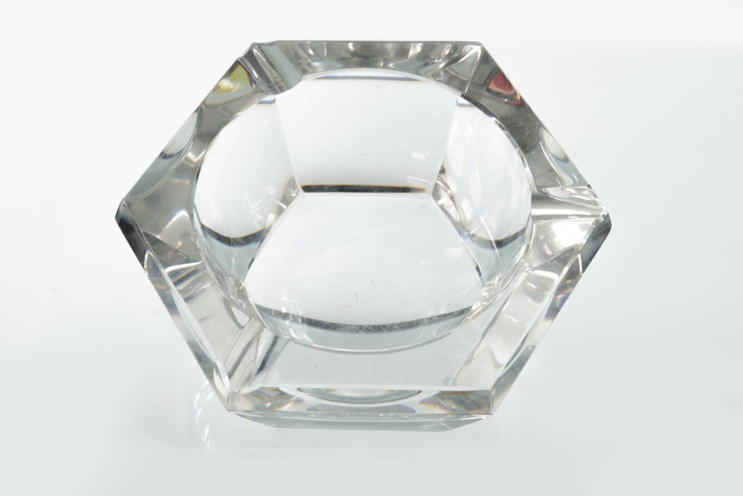 Hexagonal glass ashtray from the 70s