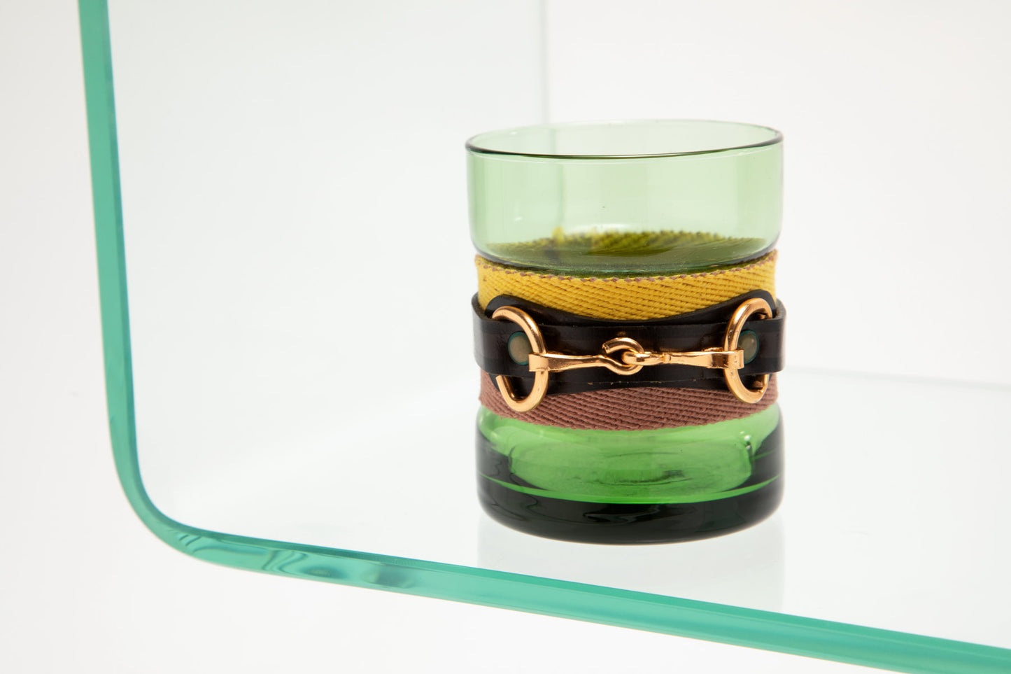 12-piece green glass tumbler set from the 70s