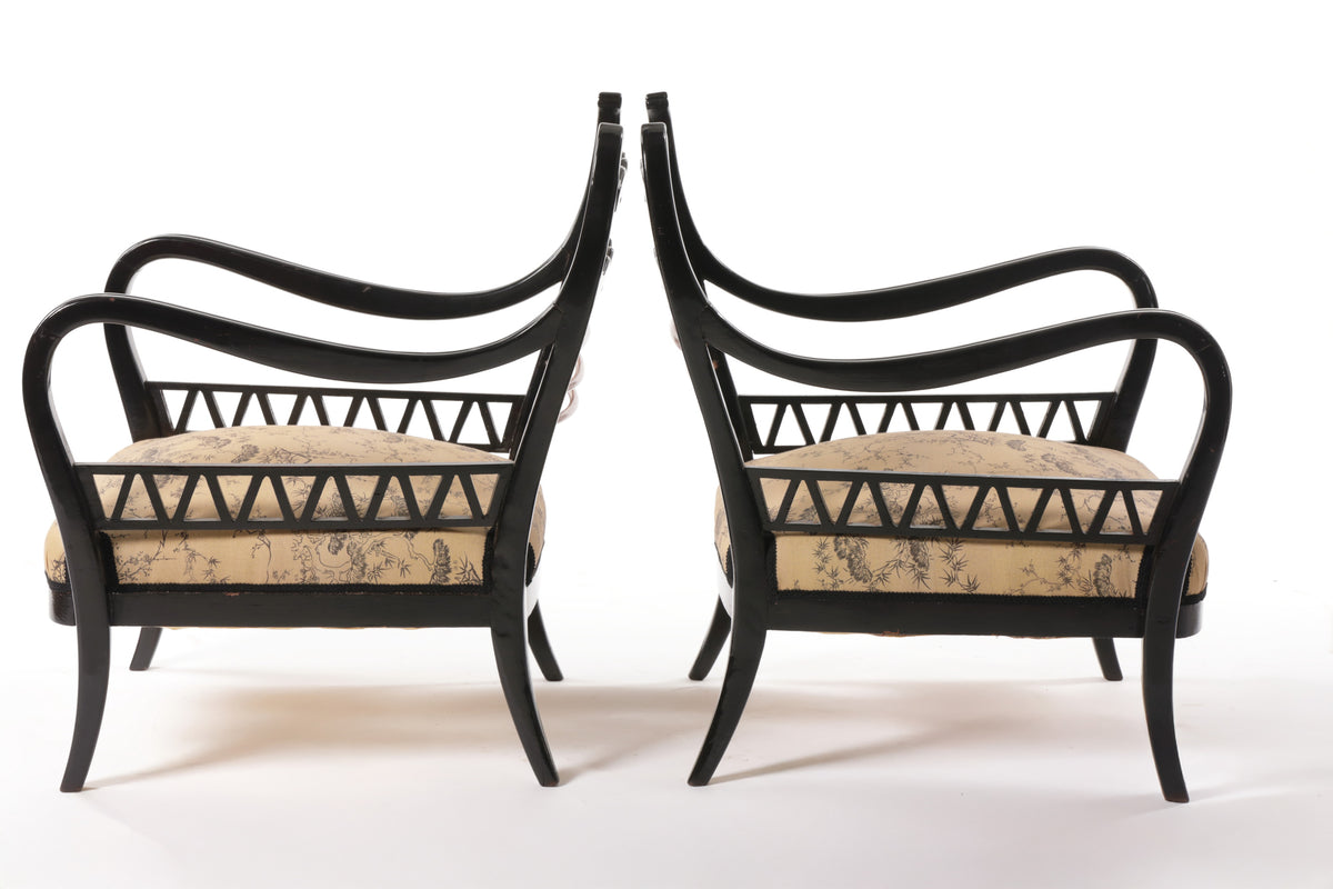 Pair of armchairs attributed to Paolo Buffa reinterpreted by triplef