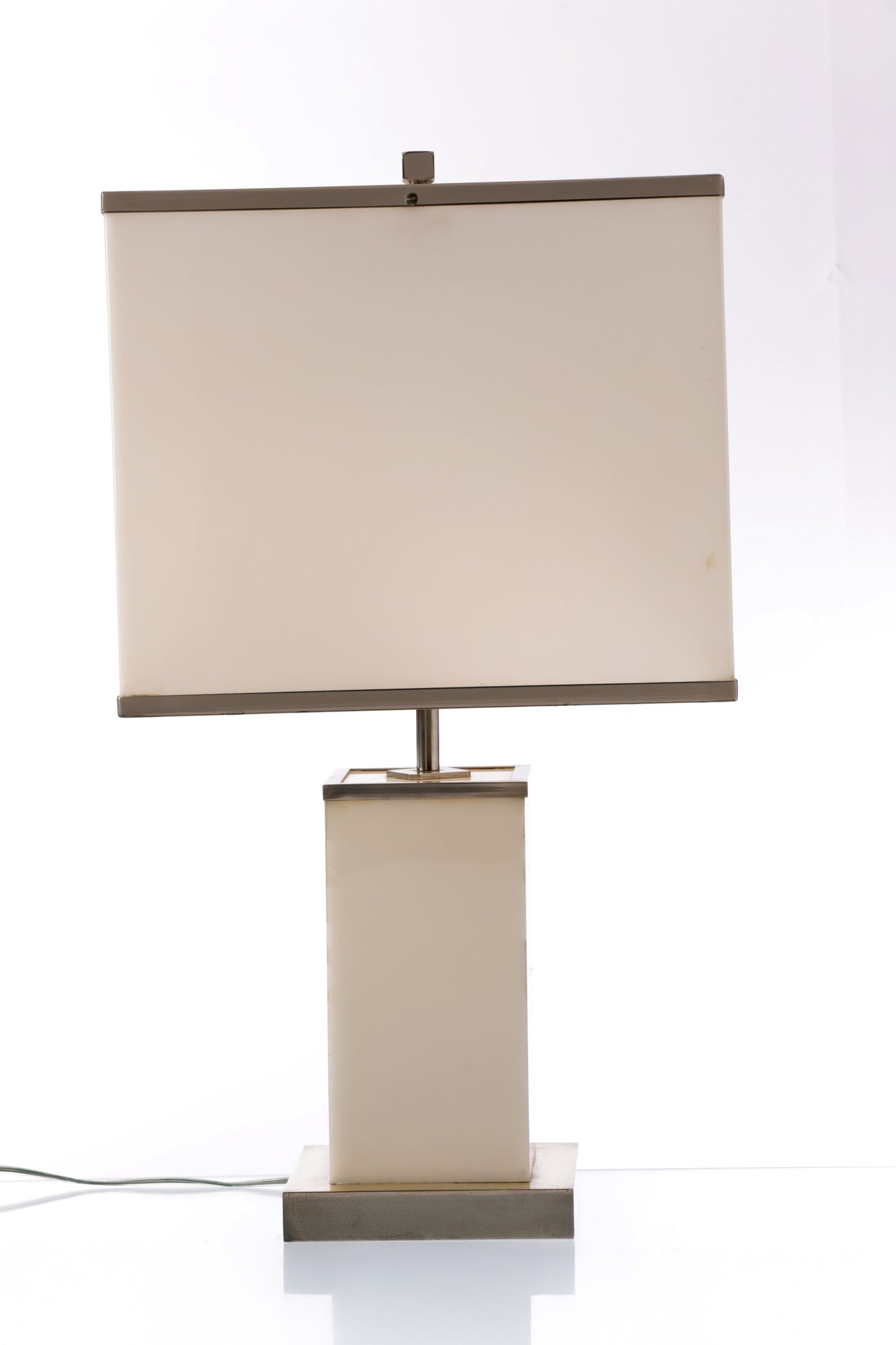 Steel and white plexiglass table lamp from the 70s