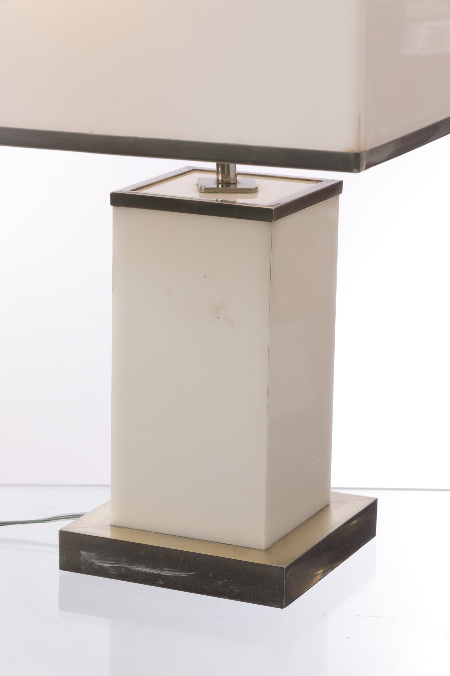 Steel and white plexiglass table lamp from the 70s