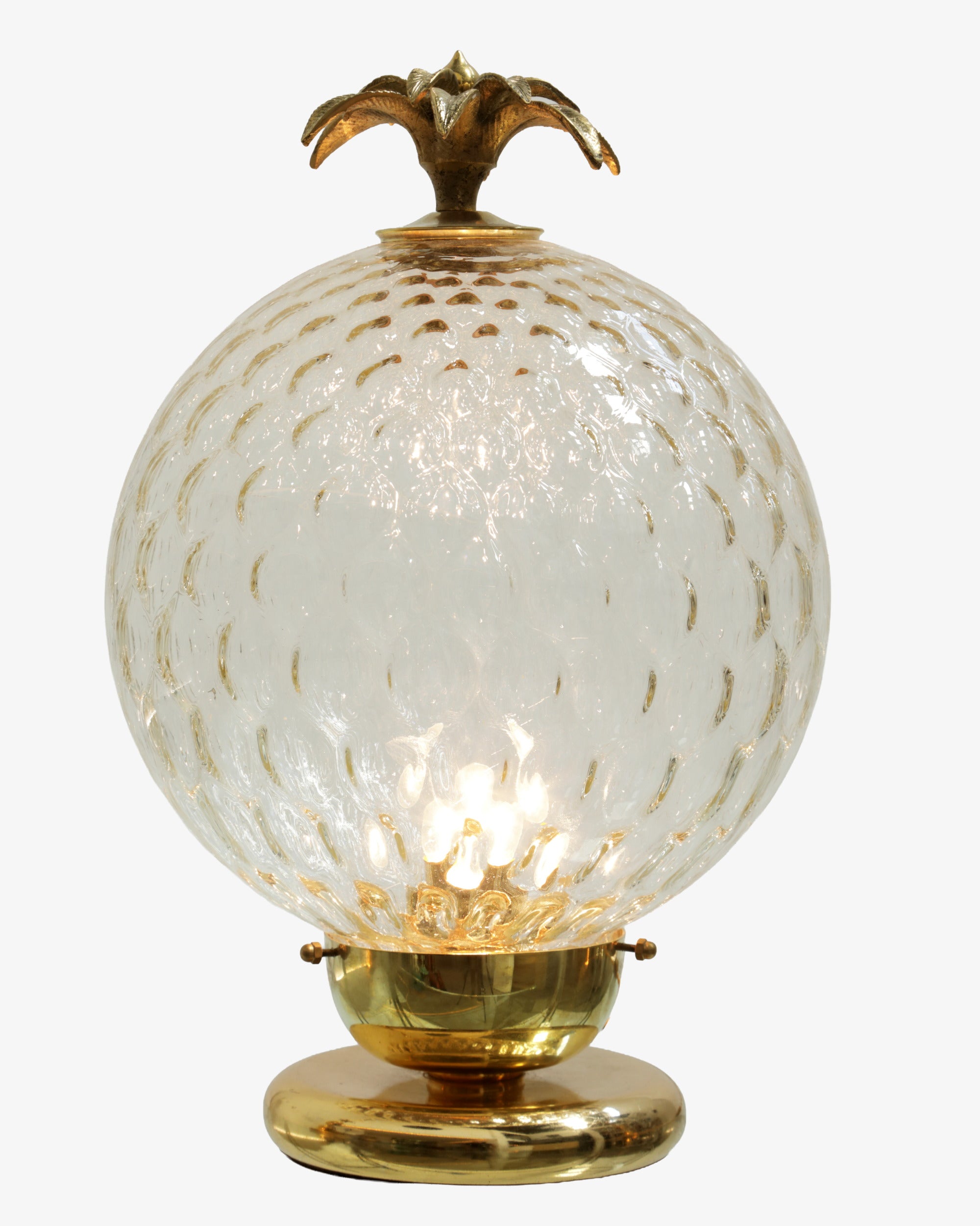 Lampada da tavolo ananas vetro ottone anni 70