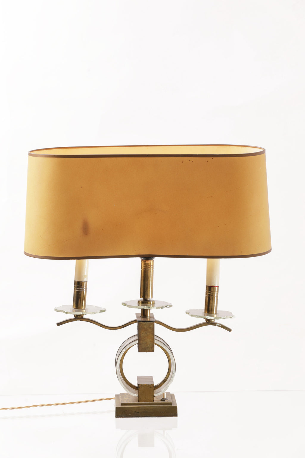 1940s brass and blown glass table lamp