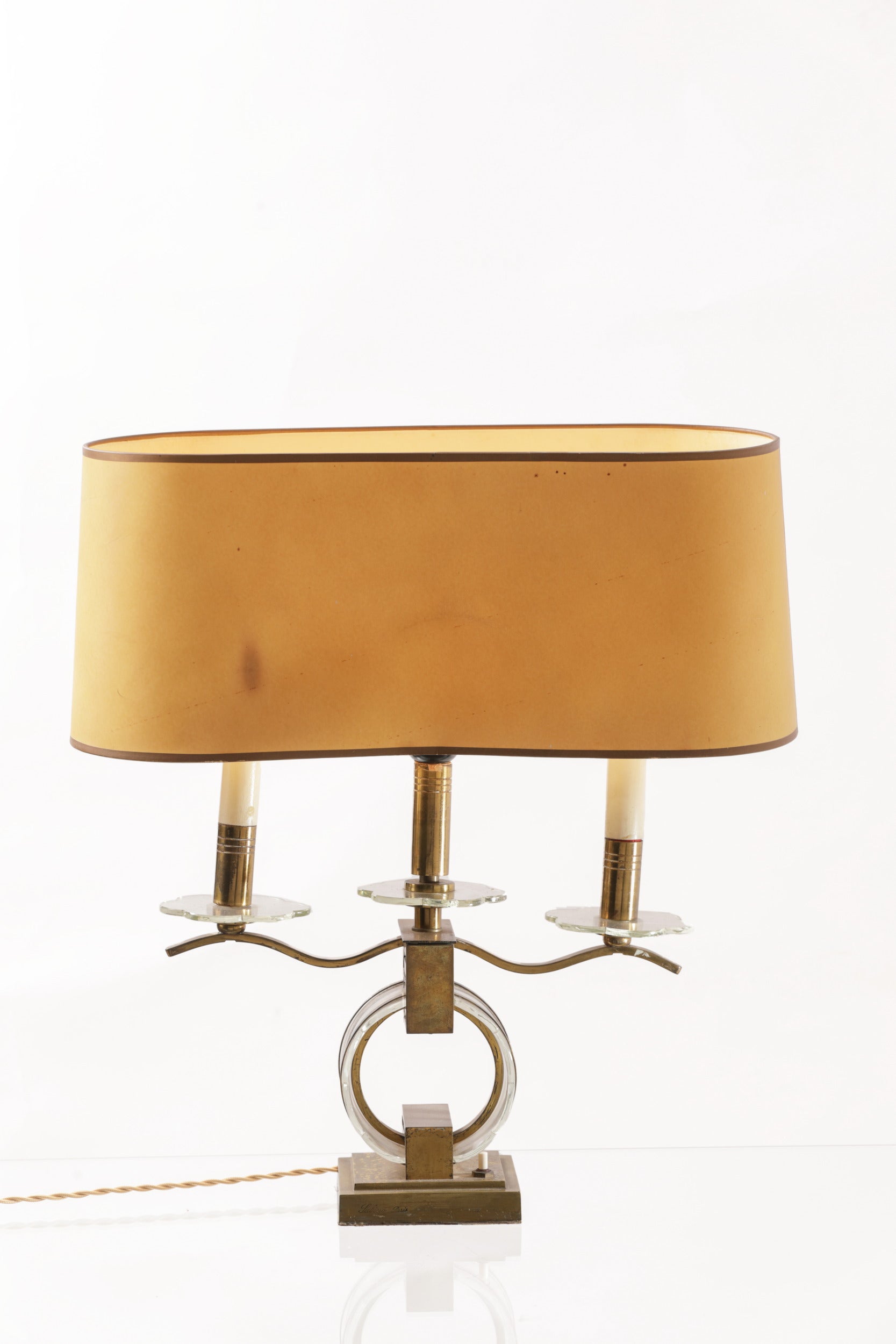 1940s brass and blown glass table lamp