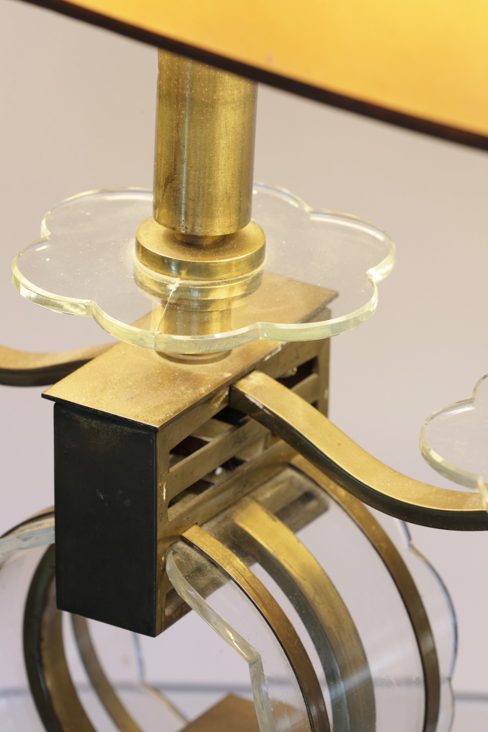 1940s brass and blown glass table lamp