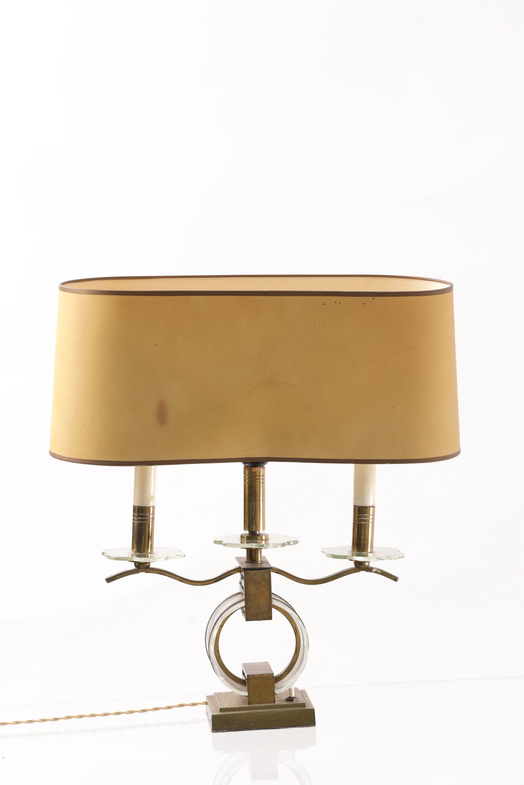 1940s brass and blown glass table lamp