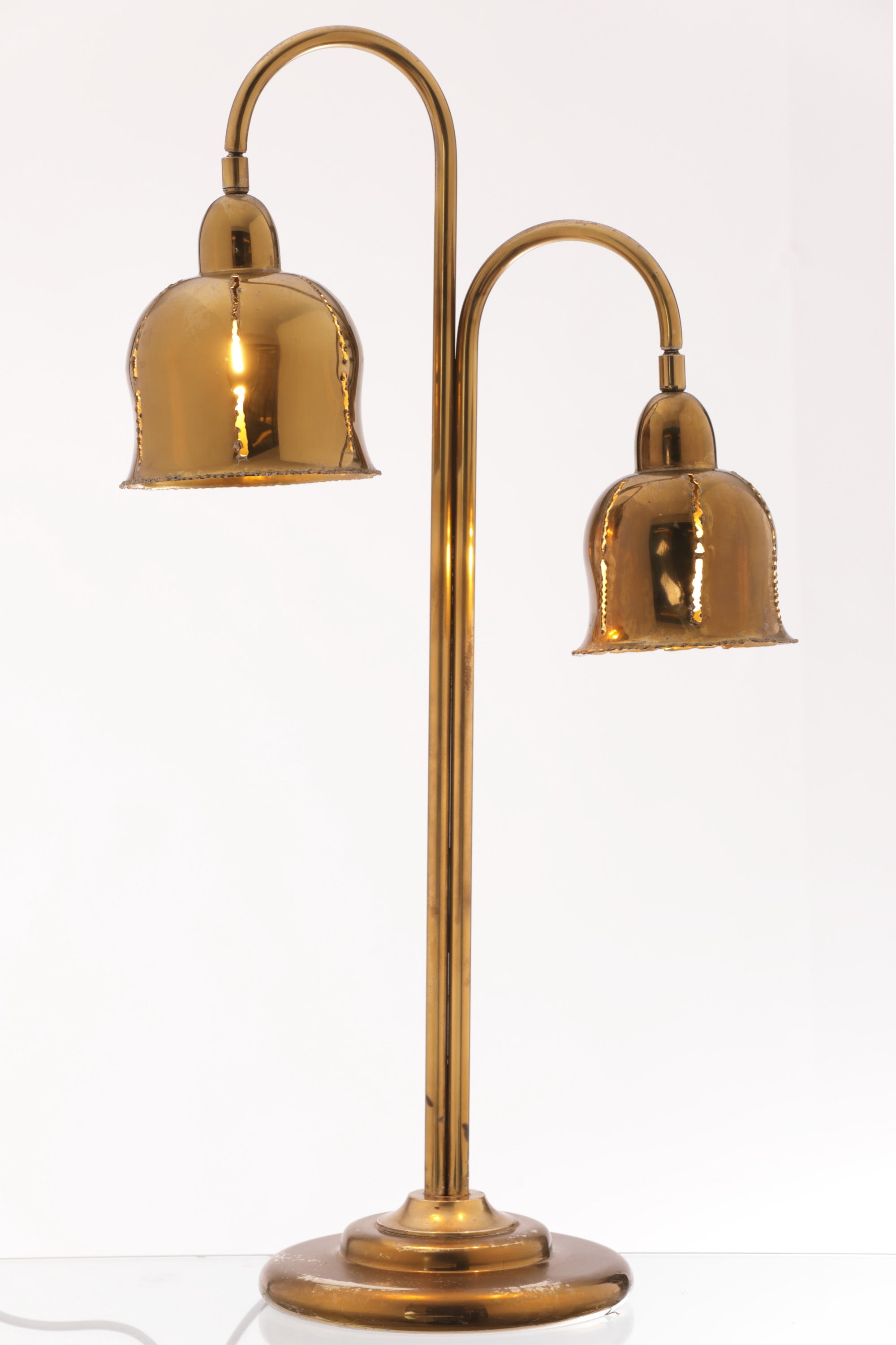 Lampada da tavolo ottone due luci anni 70
