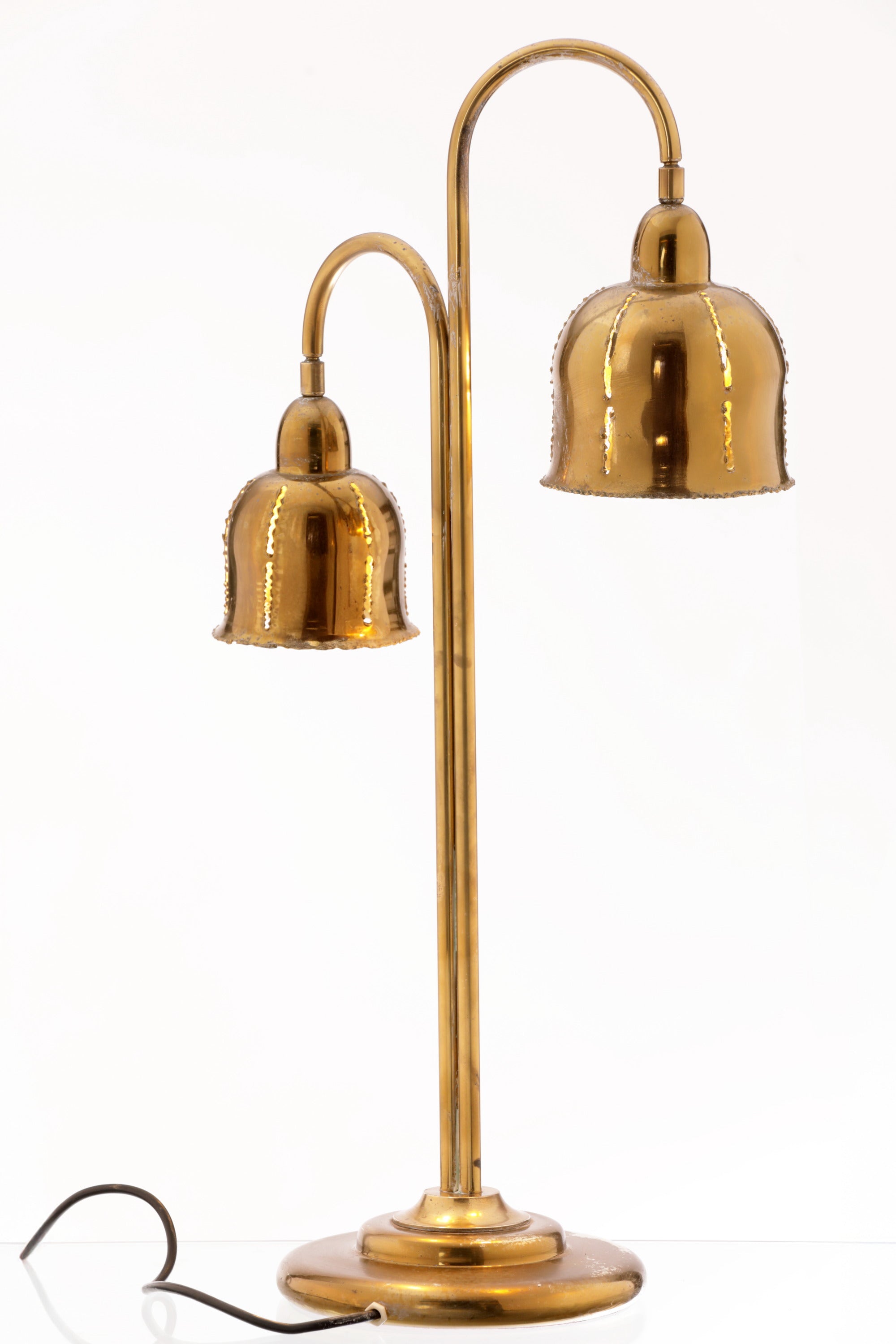 Lampada da tavolo ottone due luci anni 70