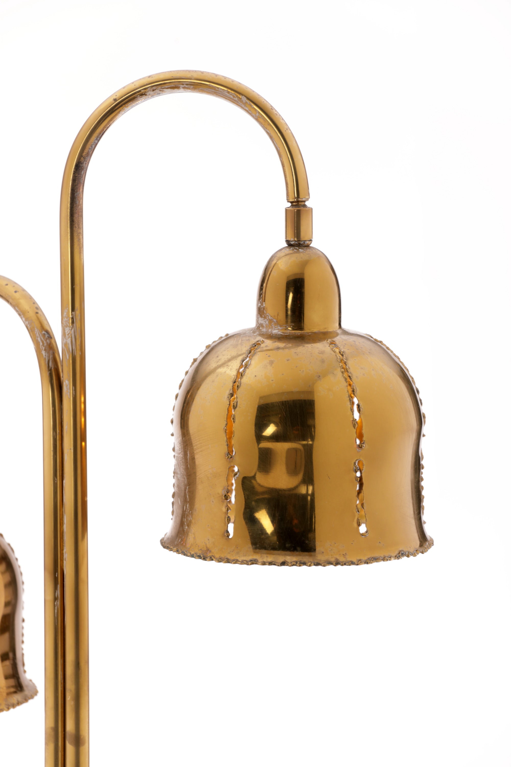 Lampada da tavolo ottone due luci anni 70