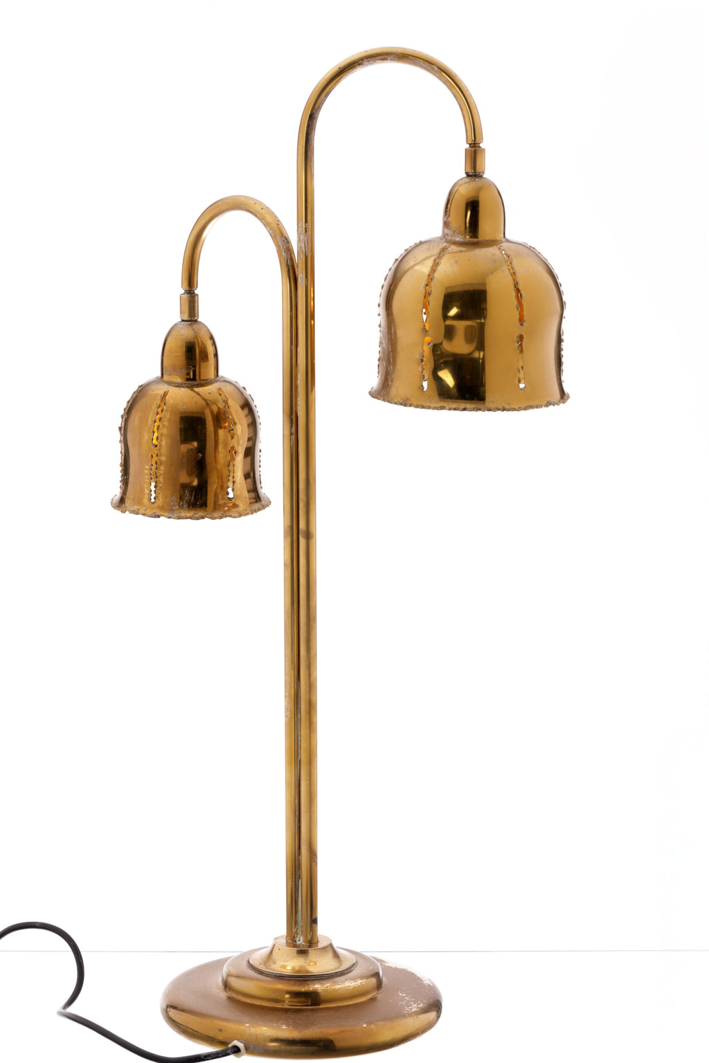 Lampada da tavolo ottone due luci anni 70