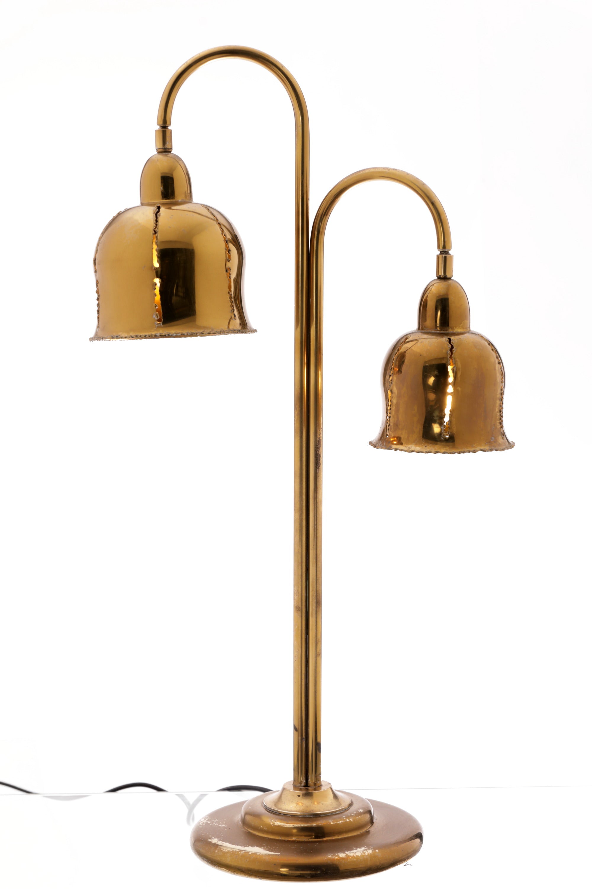Lampada da tavolo ottone due luci anni 70