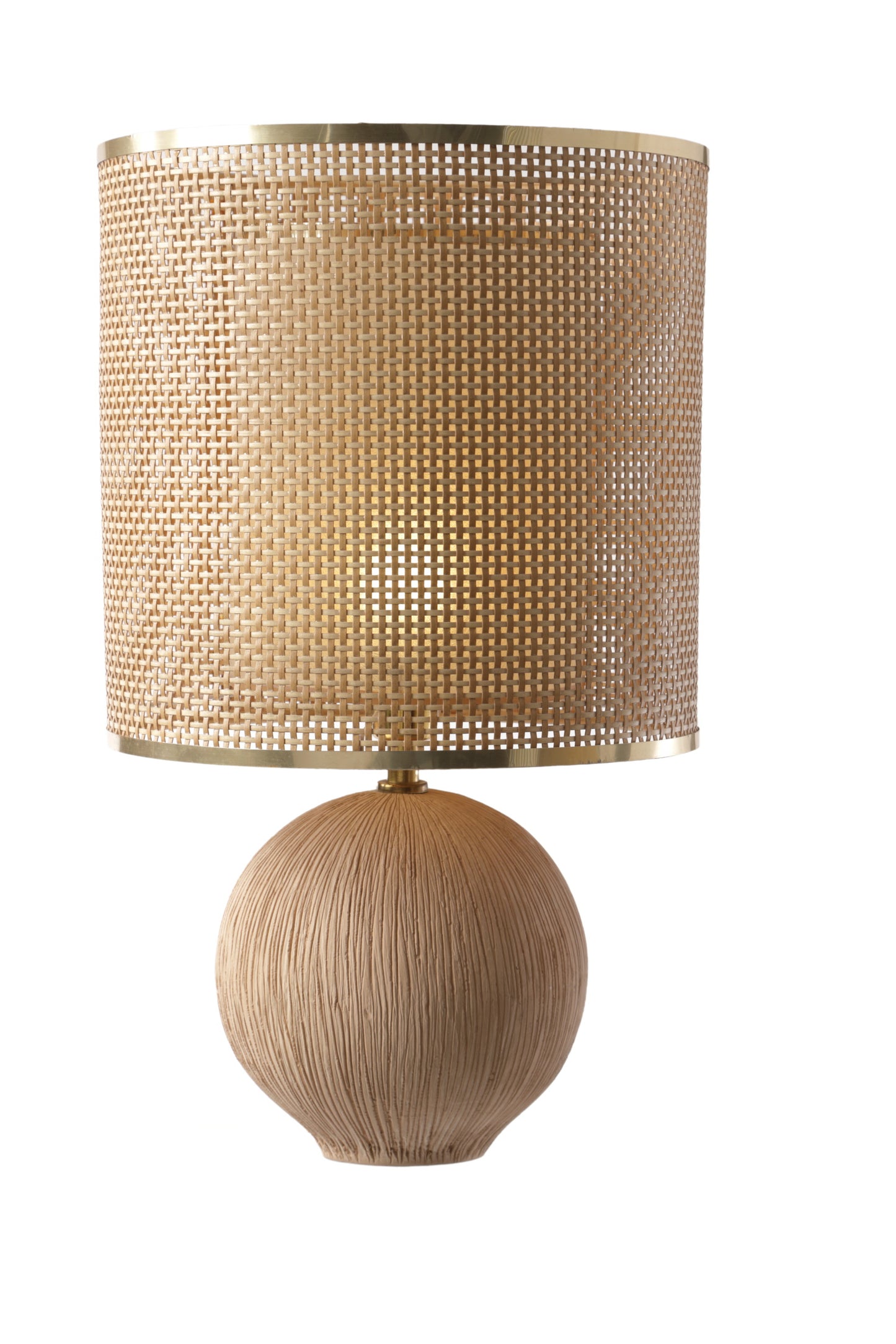 70s table lamp in terracotta and brass