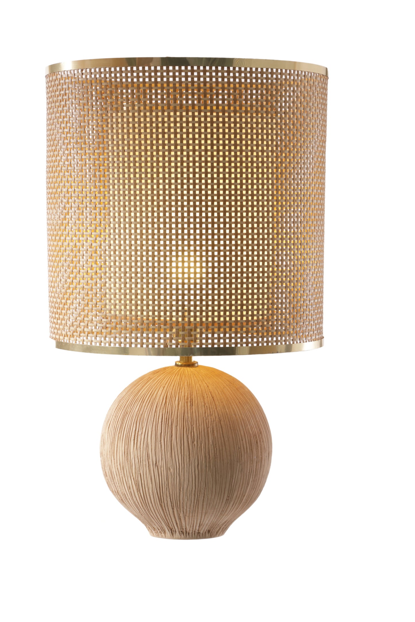 70s table lamp in terracotta and brass