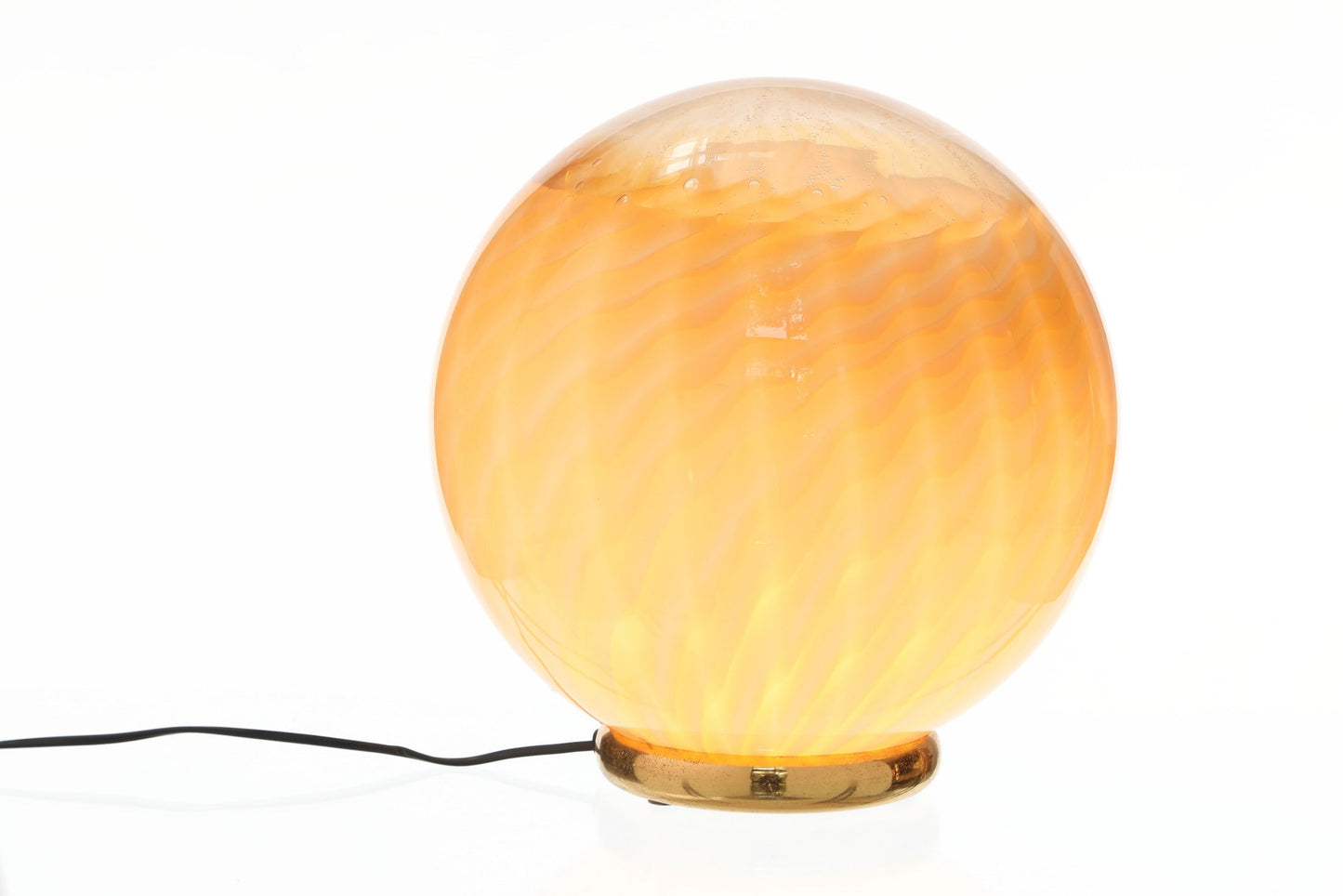 Lampada da tavolo vetro anni 70 di Murano sfera arancione