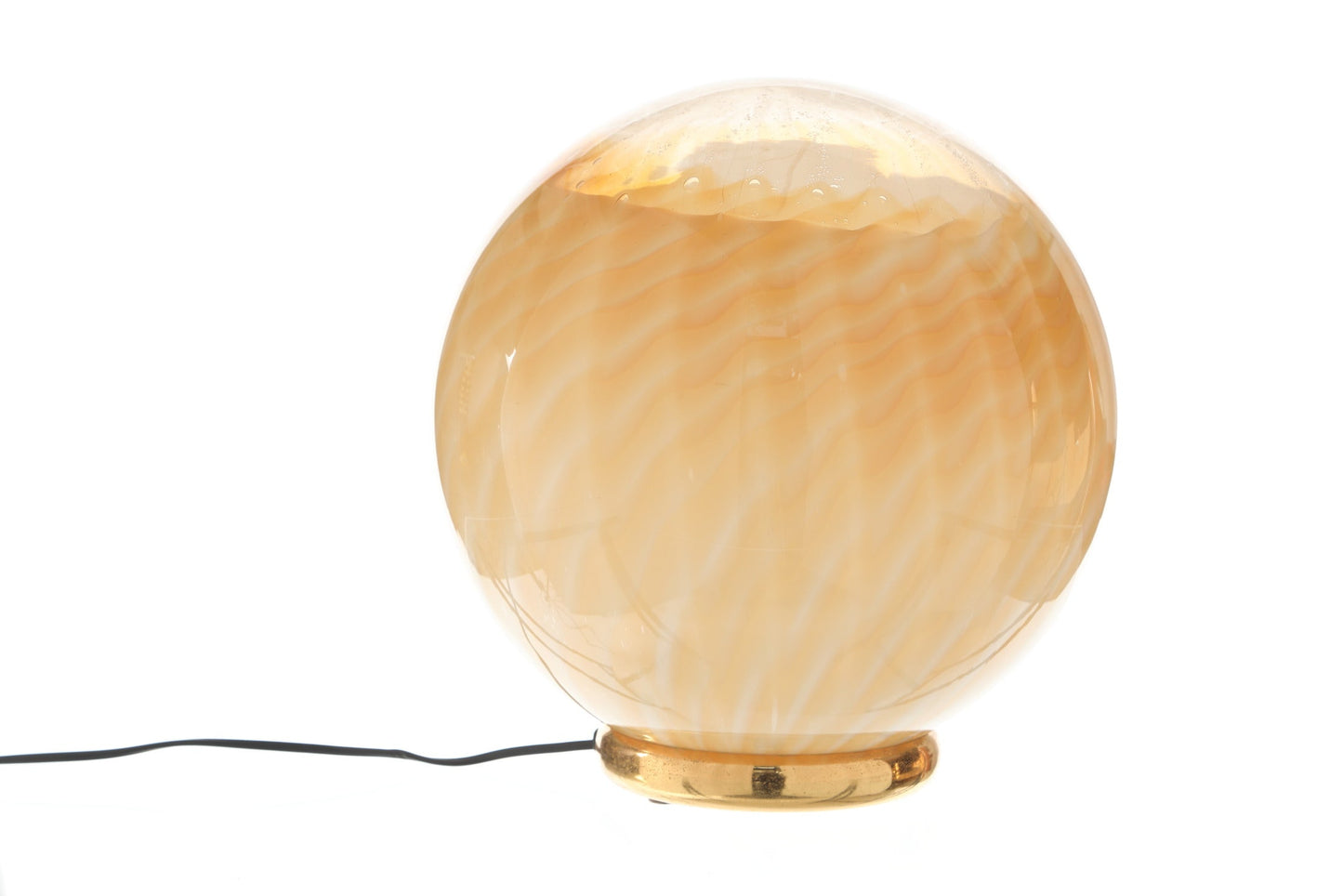 Lampada da tavolo vetro anni 70 di Murano sfera arancione