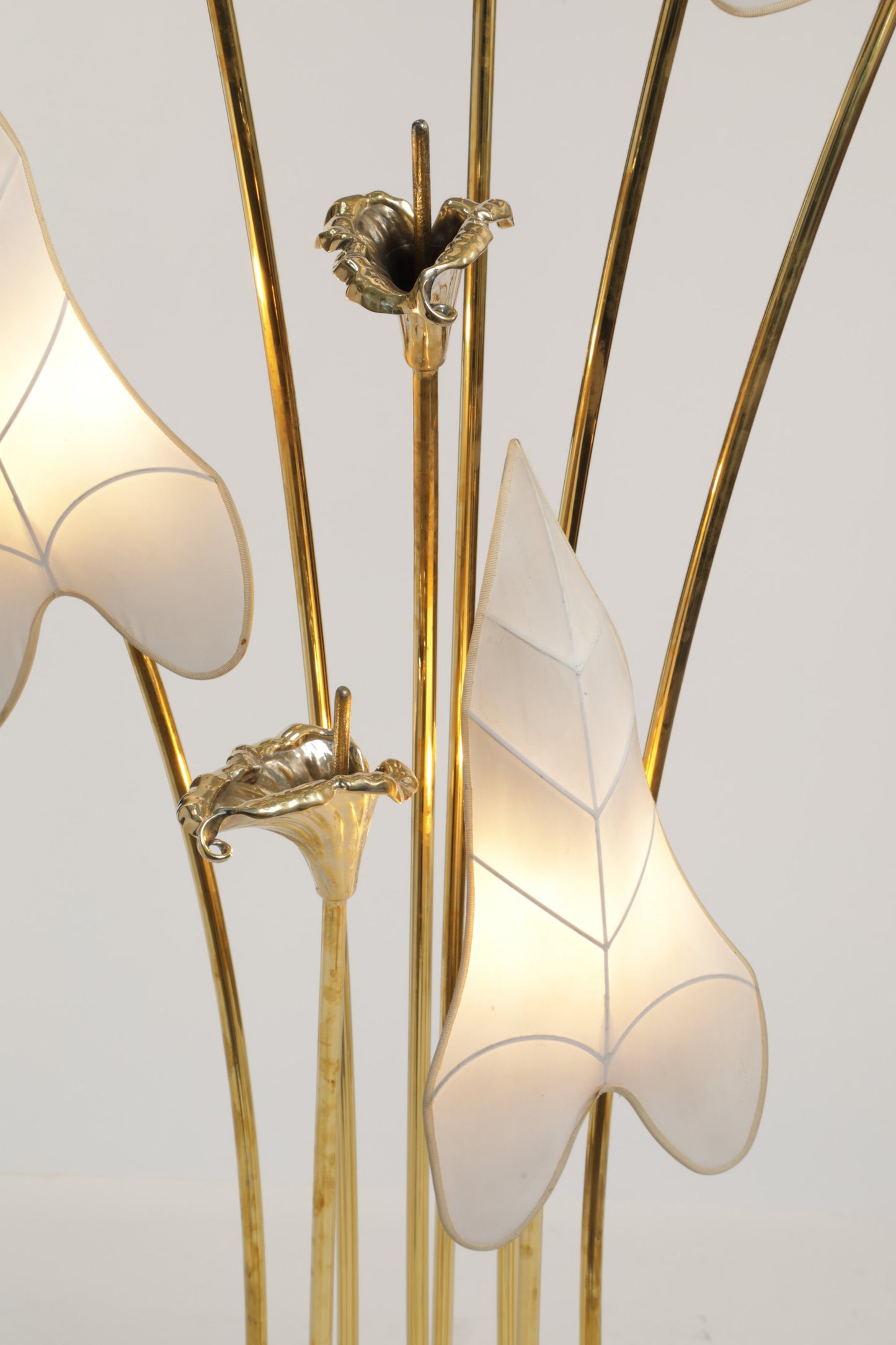 Floor lamp brass ivory leaf lampshades