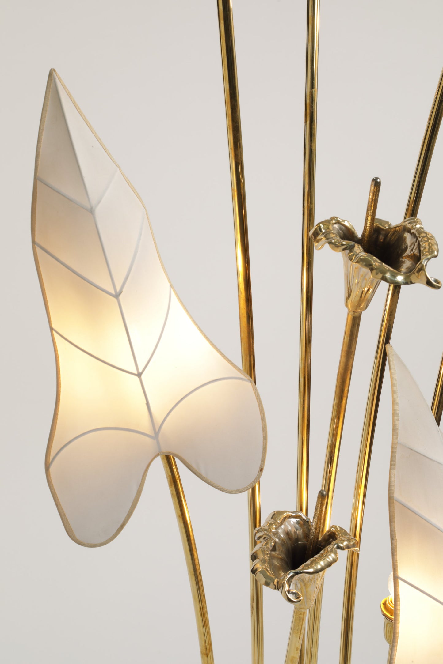 Floor lamp brass ivory leaf lampshades