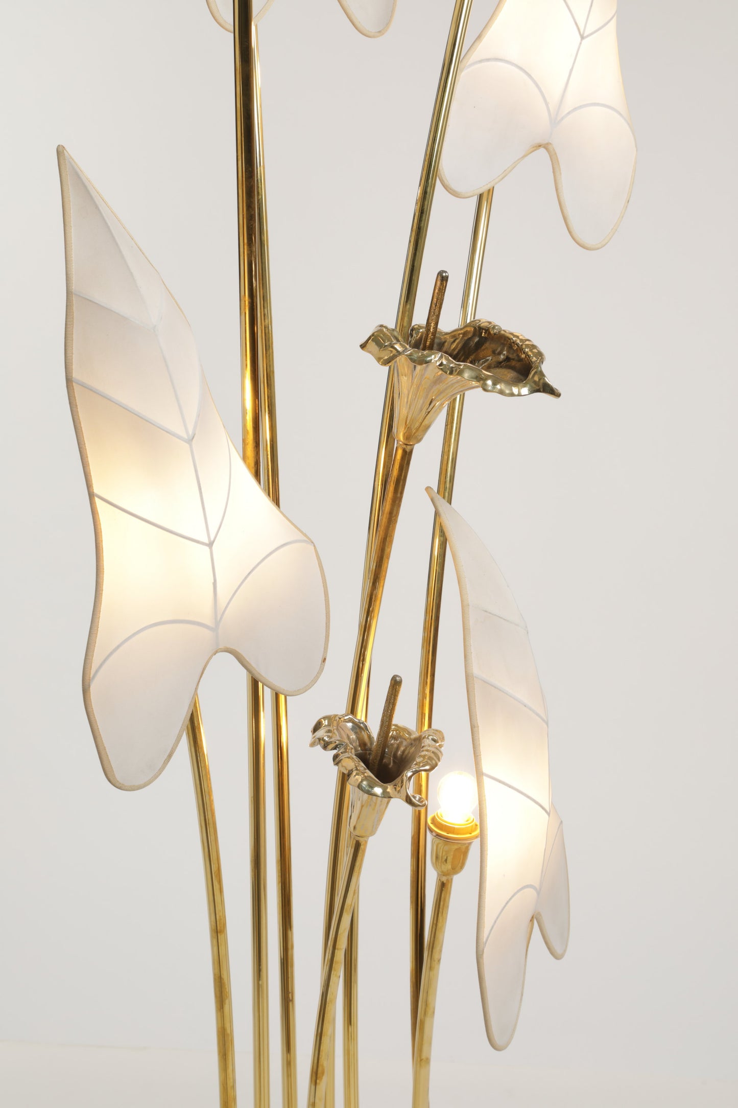 Floor lamp brass ivory leaf lampshades